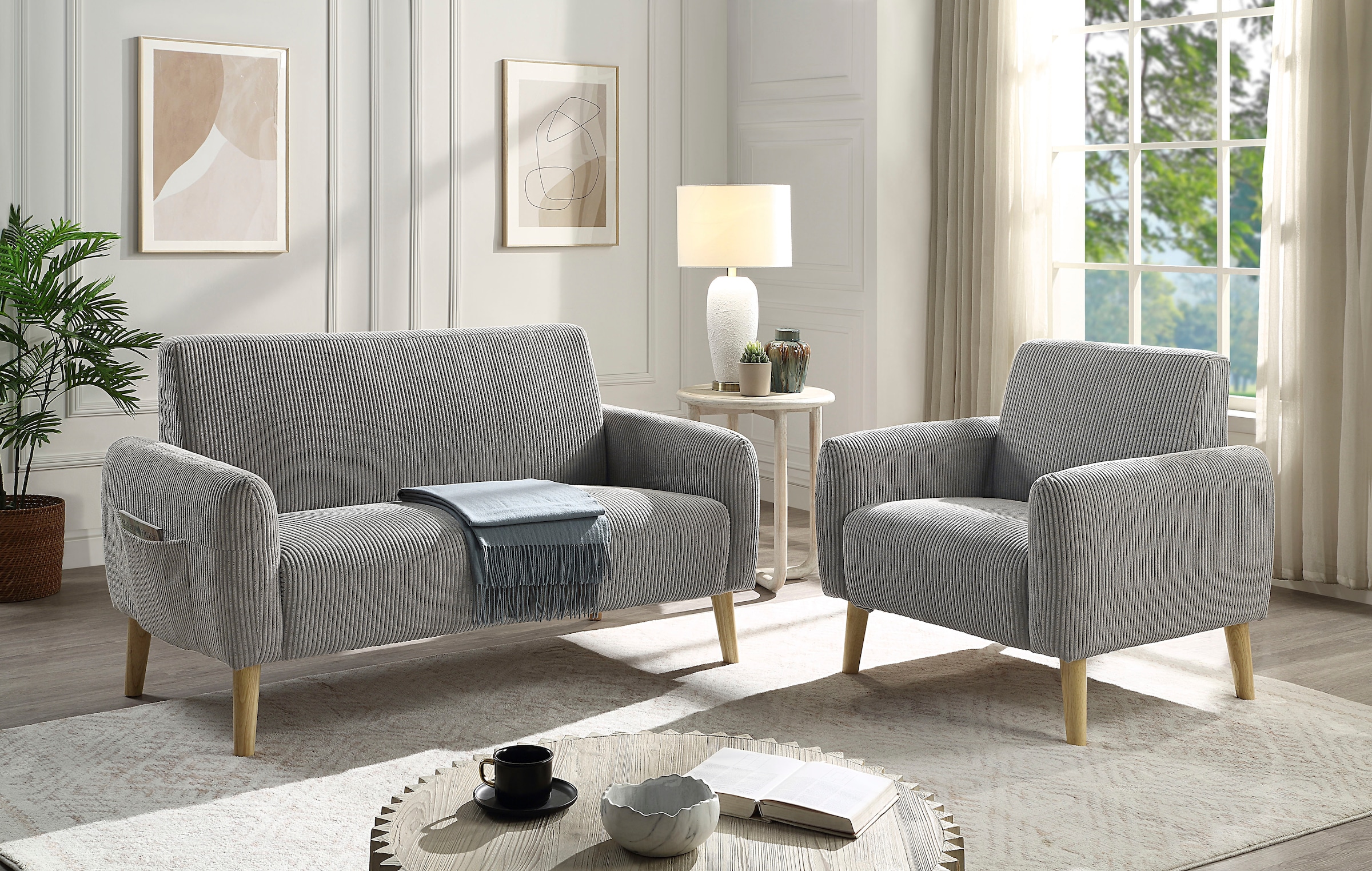 ATLANTIC home collection Sessel »Moby«, mit Federkern, kleiner Tasche und in modernem Cordbezug
