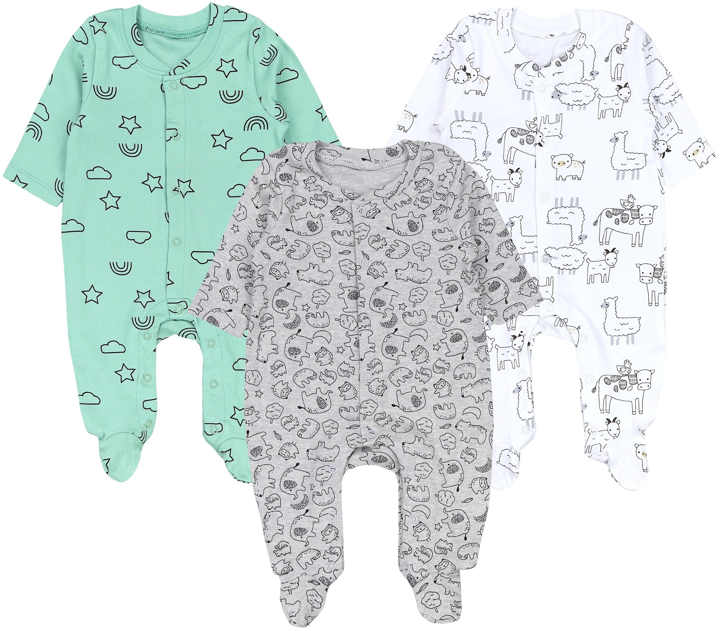 TupTam Strampler »Schlafstrampler Baby Jungen Schlafstrampler mit Fuß 3er Pack«