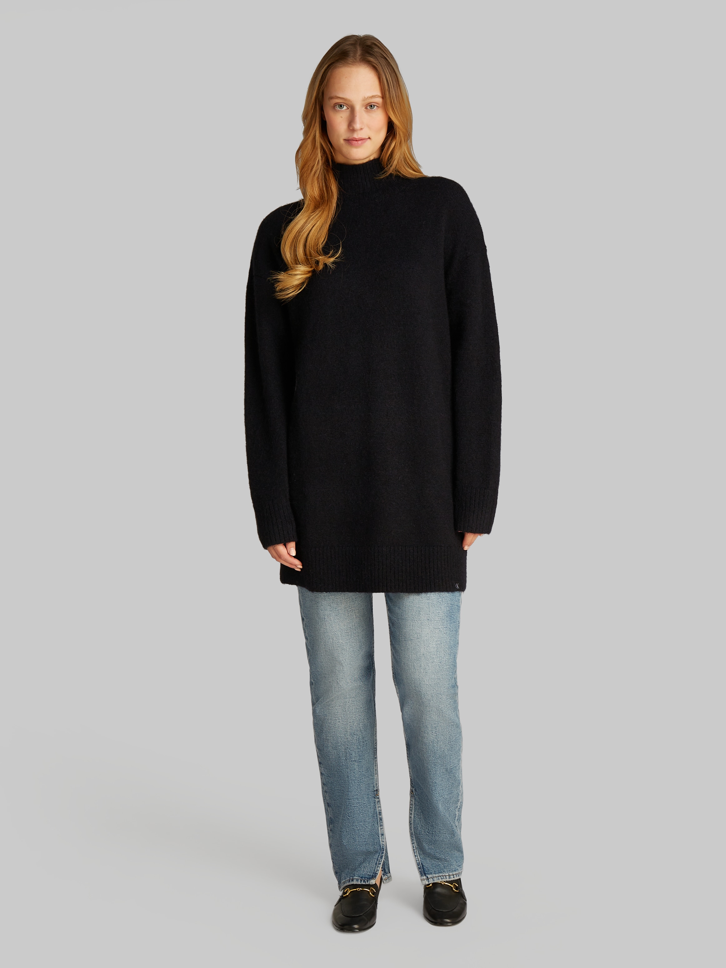 Calvin Klein Jeans Strickkleid »FLUFFY YARN LOOSE SWEATER DRESS«, mit Stehkragen