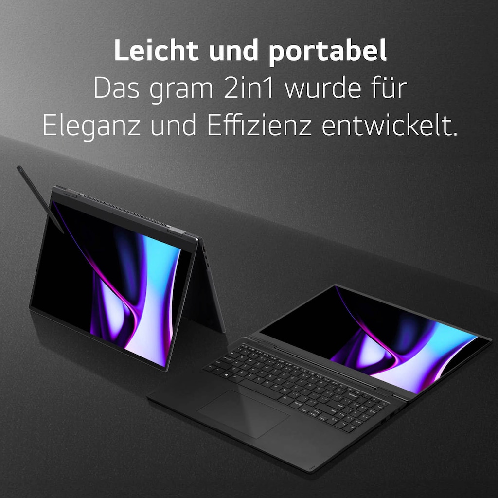 LG Convertible Notebook »Gram Pro 2in1 16" Laptop, OLED-Touchscreen, 16GB RAM, Windows 11 Home,«, 40,6 cm, / 16 Zoll, Intel, Core Ultra 7, ARC, 1000 GB SSD
