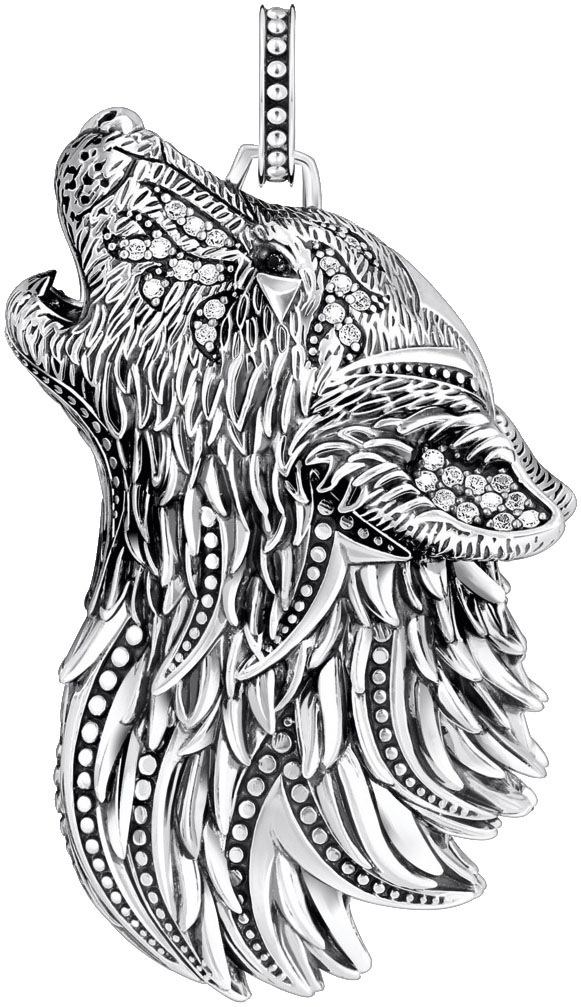 THOMAS SABO Kettenanhänger »Wolf-Profil, PE966-643-21«, mit Zirkonia (synth.)