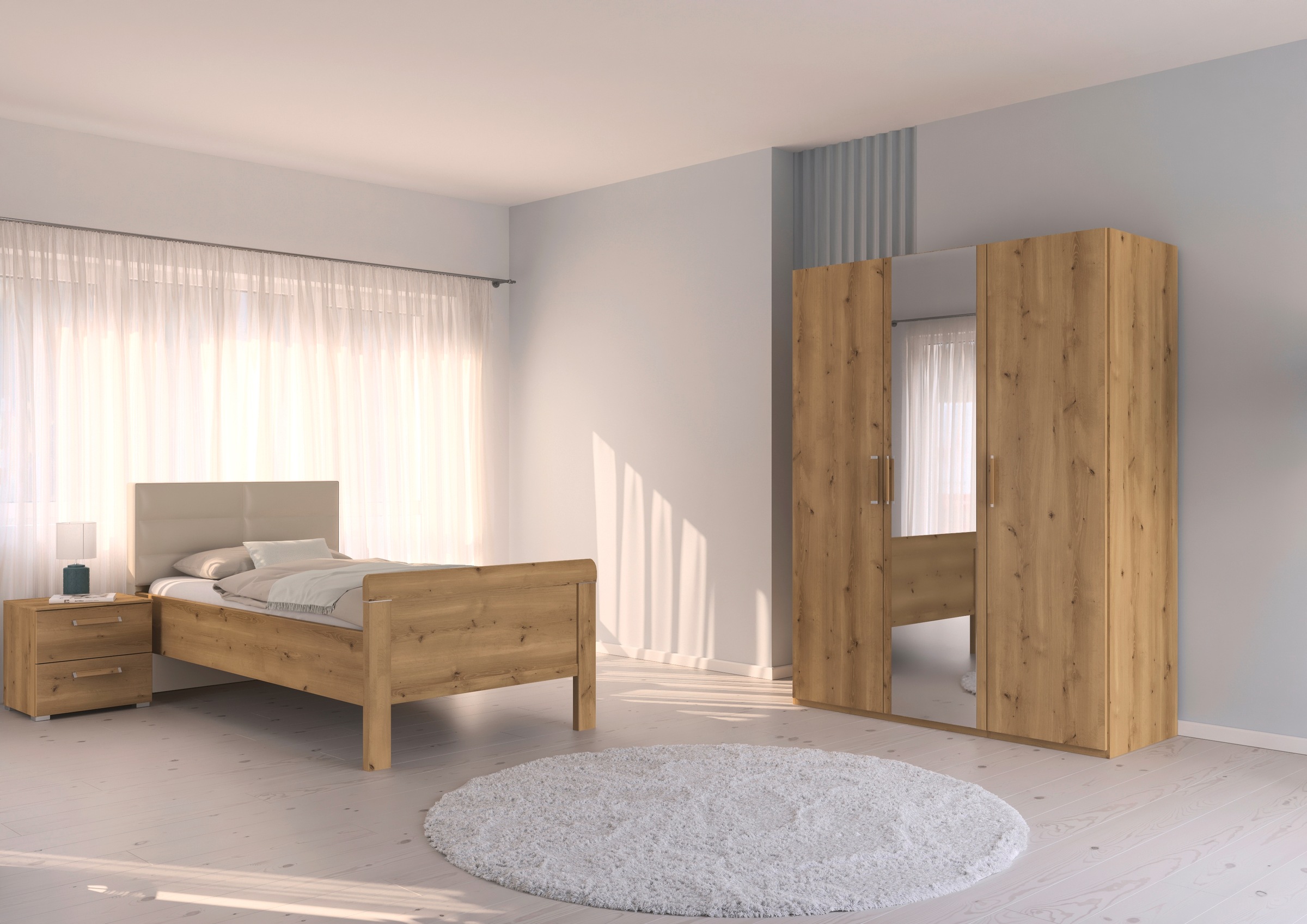 rauch Schlafzimmer-Set »Komplettschlafzimmer Schlafzimmer EVELYN«, (Set, 3 tlg.), Schrank und Bett in 2 Breiten, Nachttisch 2 Schubladen MADE IN GERMANY