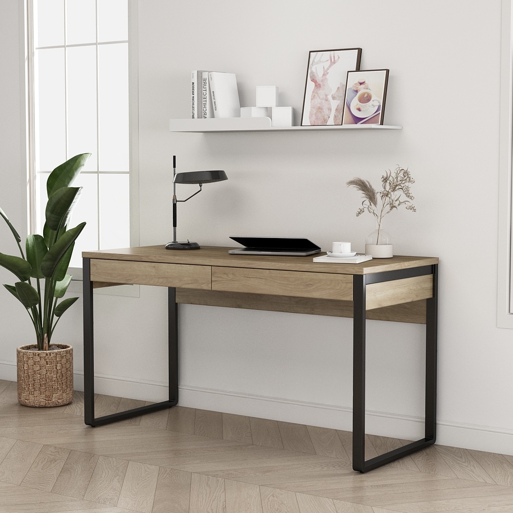 OTTO home Schreibtisch »Moid, Computertisch im modernen Design,« Breite 120/140/160 cm, mit Metallbeinen & Schublade