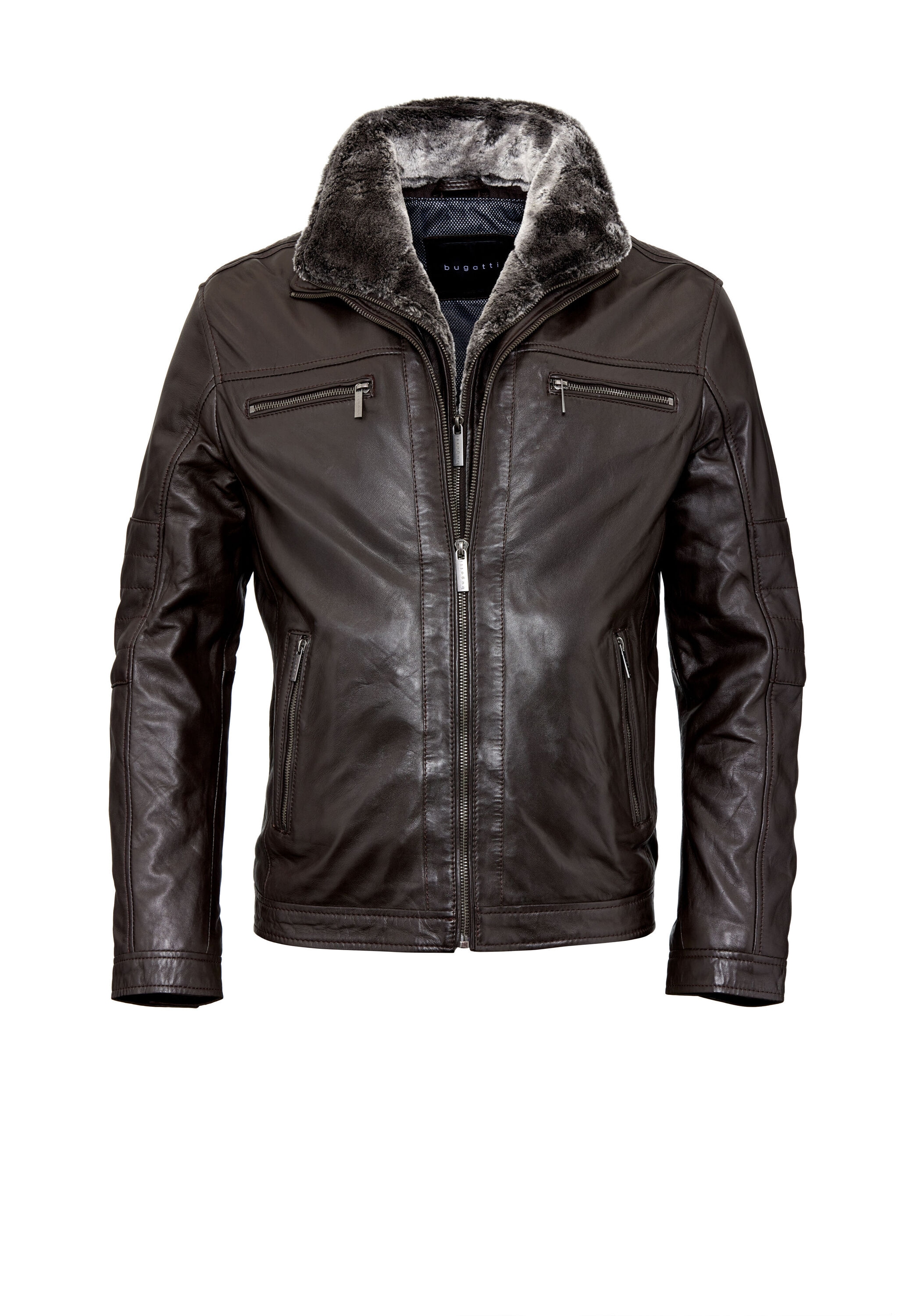 bugatti Lederjacke »BUHEAVEN« ohne Kapuze mit Reißverschlusstaschen