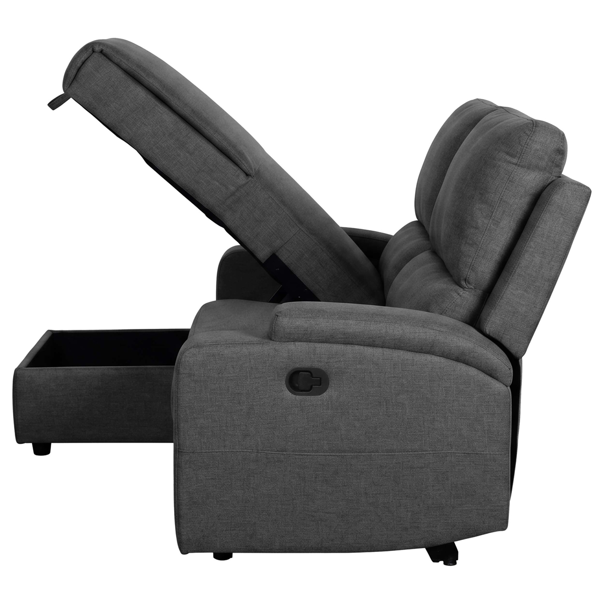 OTTO home Ecksofa »NAPORI Struktur-Bezug, L-Form, 210cm, man./elektr. Relaxfunktion« USB-A bei elektr. Variante, Staukasten, Seitentaschen u. Federkern