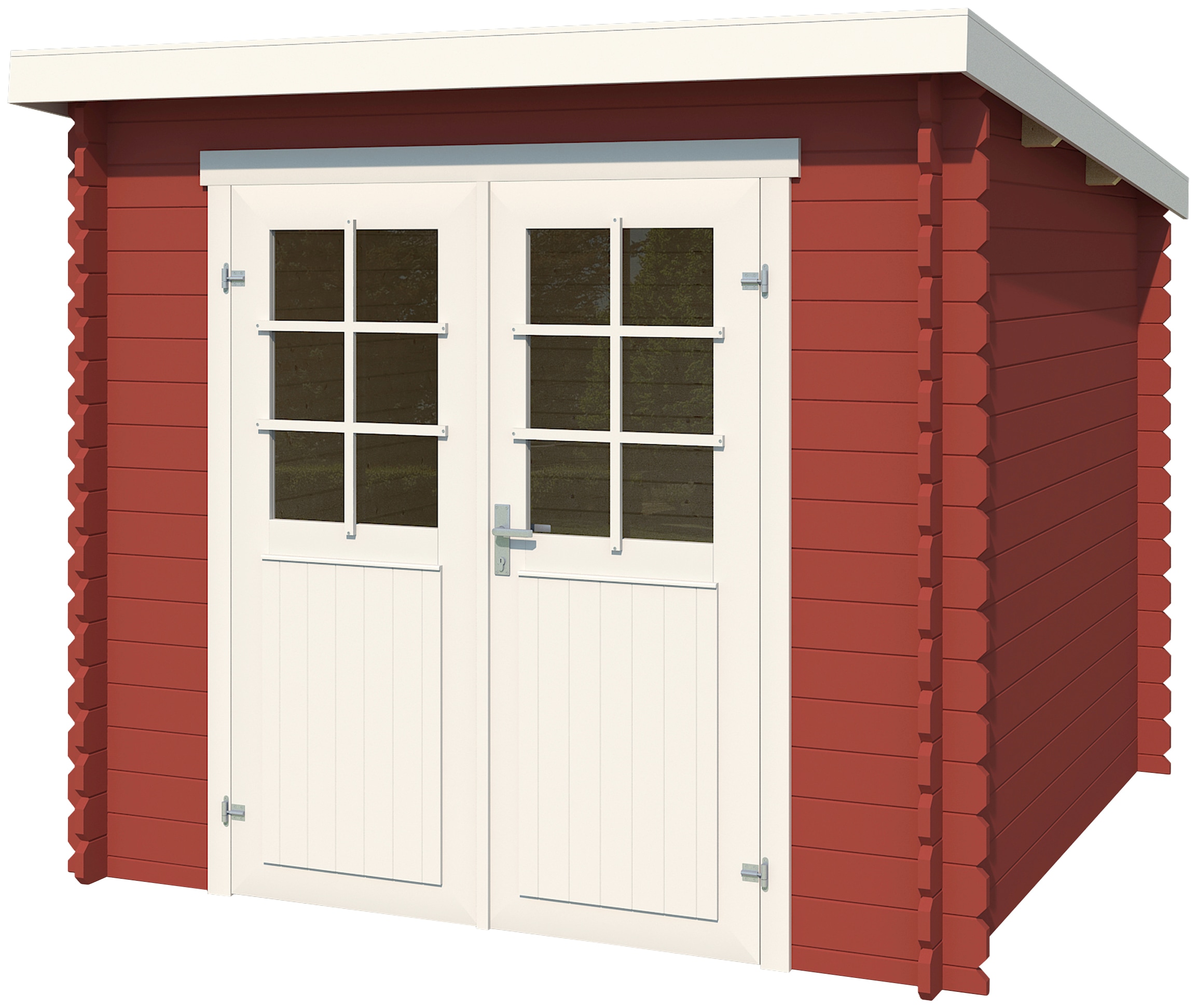 Lasita Maja Gartenhaus »Indi 175« Blochbohlenhaus 28mm, Fundamentmass 2300x1750, Schwedenrot in rot