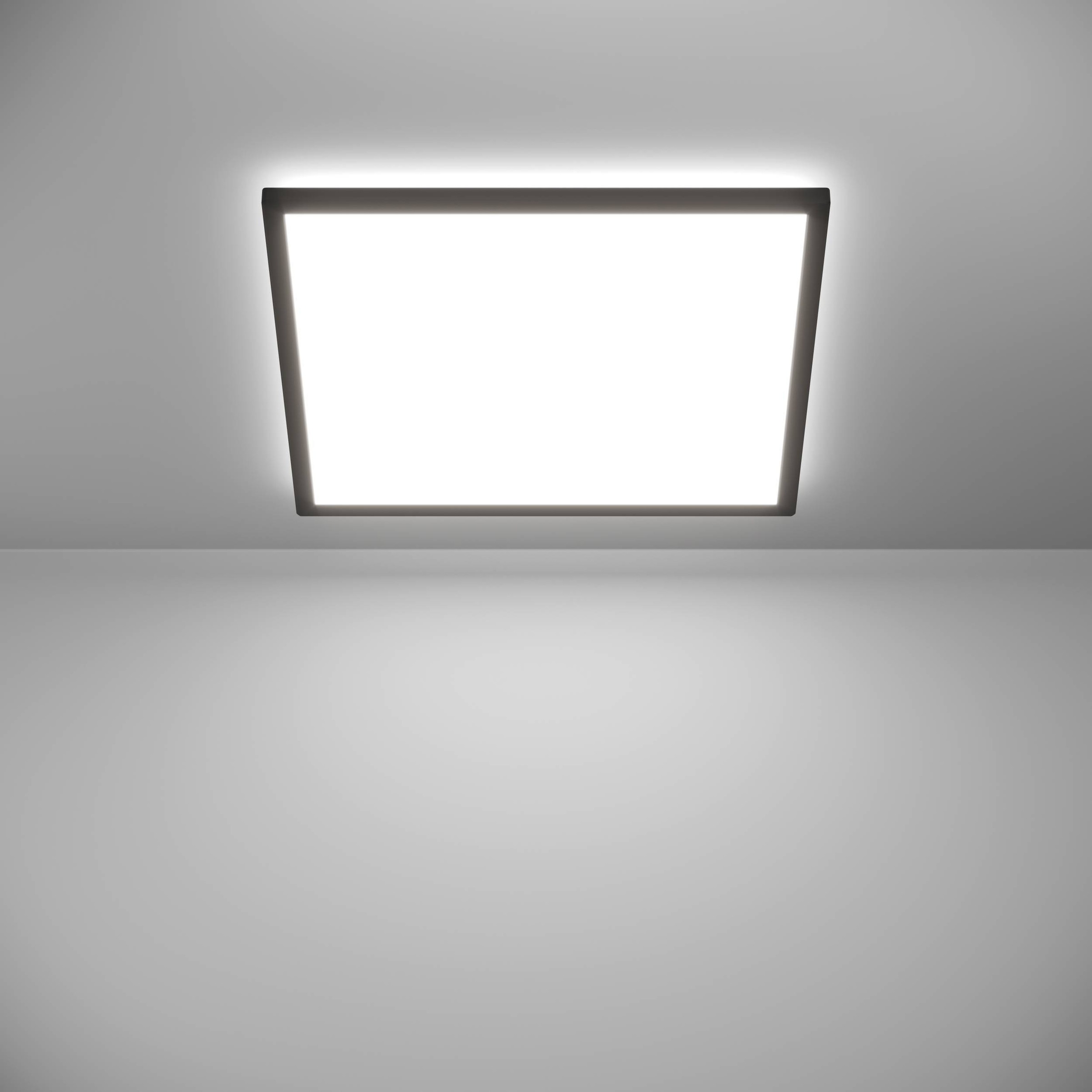 EGLO Deckenleuchte »Rovito Deckenlampe, Deckenbeleuchtung, Badlampe, Kunststoff, IP44« LED-Modul 1 Stk. Kaltweiß | Neutralweiß | Warmweiß Wand-/Deckenleuchte - L50 x B50 x H3,2 cm - schwarz - 17W inkl.