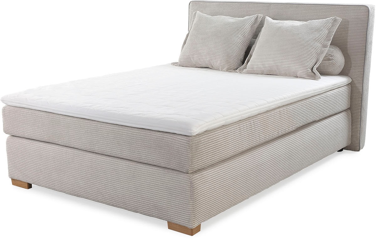 Jockenhöfer Gruppe Boxspringbett »Romy erhältlich in 140 & 180cm Breite« Cordstoff, 7-Zonen-TTFK-Matratze, KS-Topper, Echtholzfüße