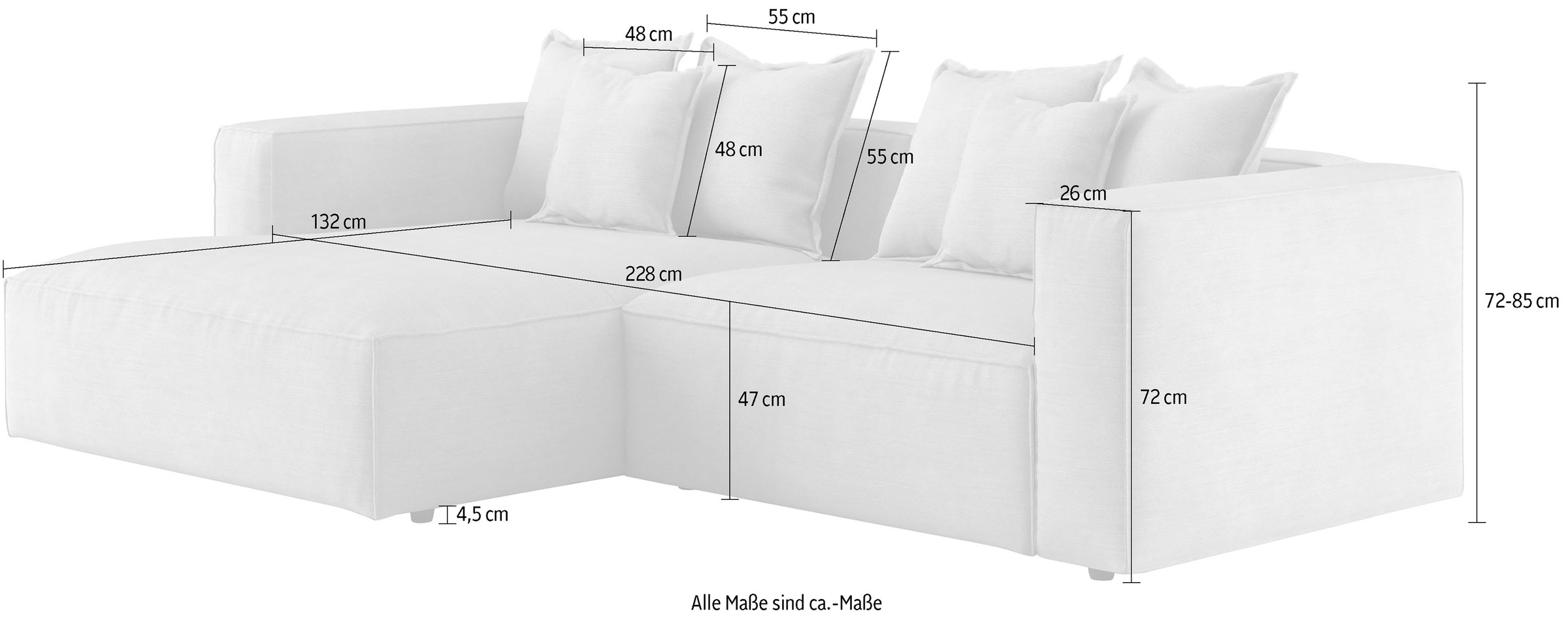INOSIGN Ecksofa »Cowboy L-Form«, mit 6 Kissen, kubisches Sofa