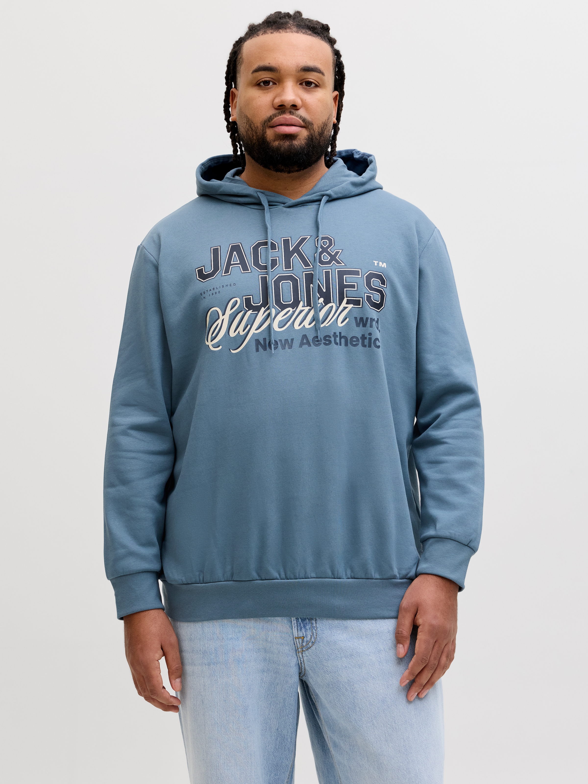 Jack & Jones PlusSize Hoodie »JJELOGO SWEAT HOOD 2 COL 24/25 NOOS PLS«, mit Logo Frontprint
