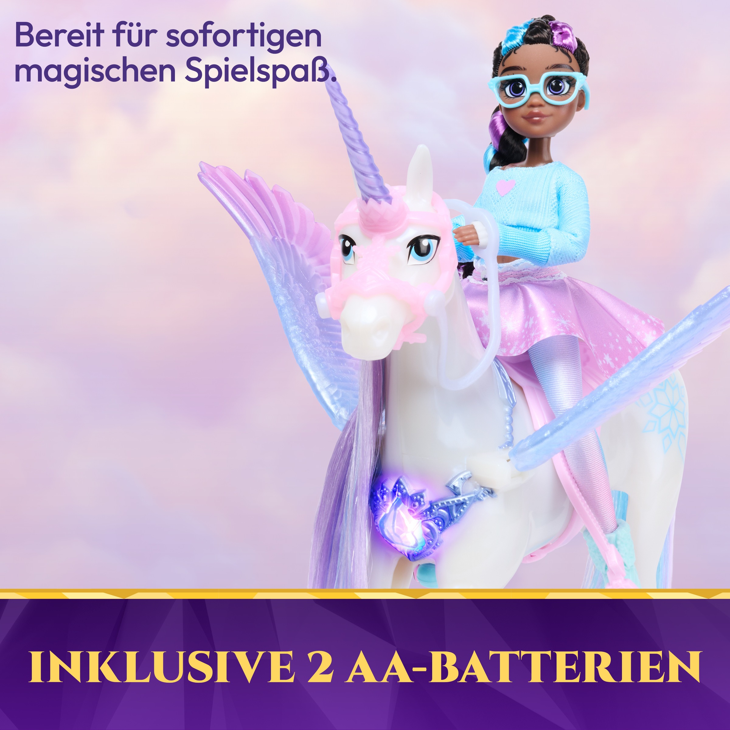 Spin Master Anziehpuppe »Unicorn Academy - Edelsteinmagie Layla & Interaktives Einhorn Glacier« mit Licht und Sound