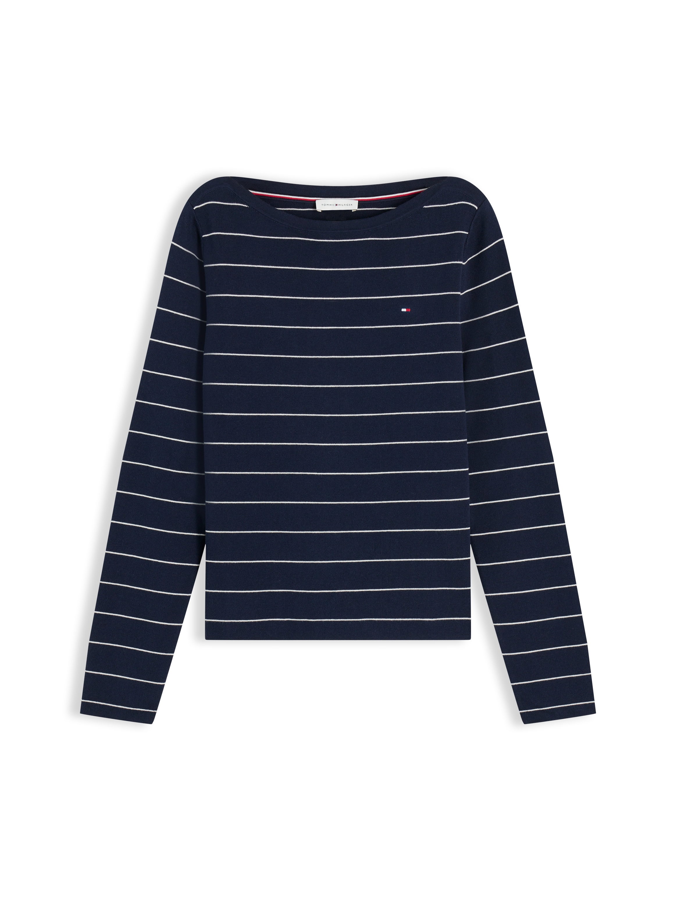 Tommy Hilfiger Strickpullover »FULL NEEDLE BOAT-NK LS SWT« Baumwollmischung