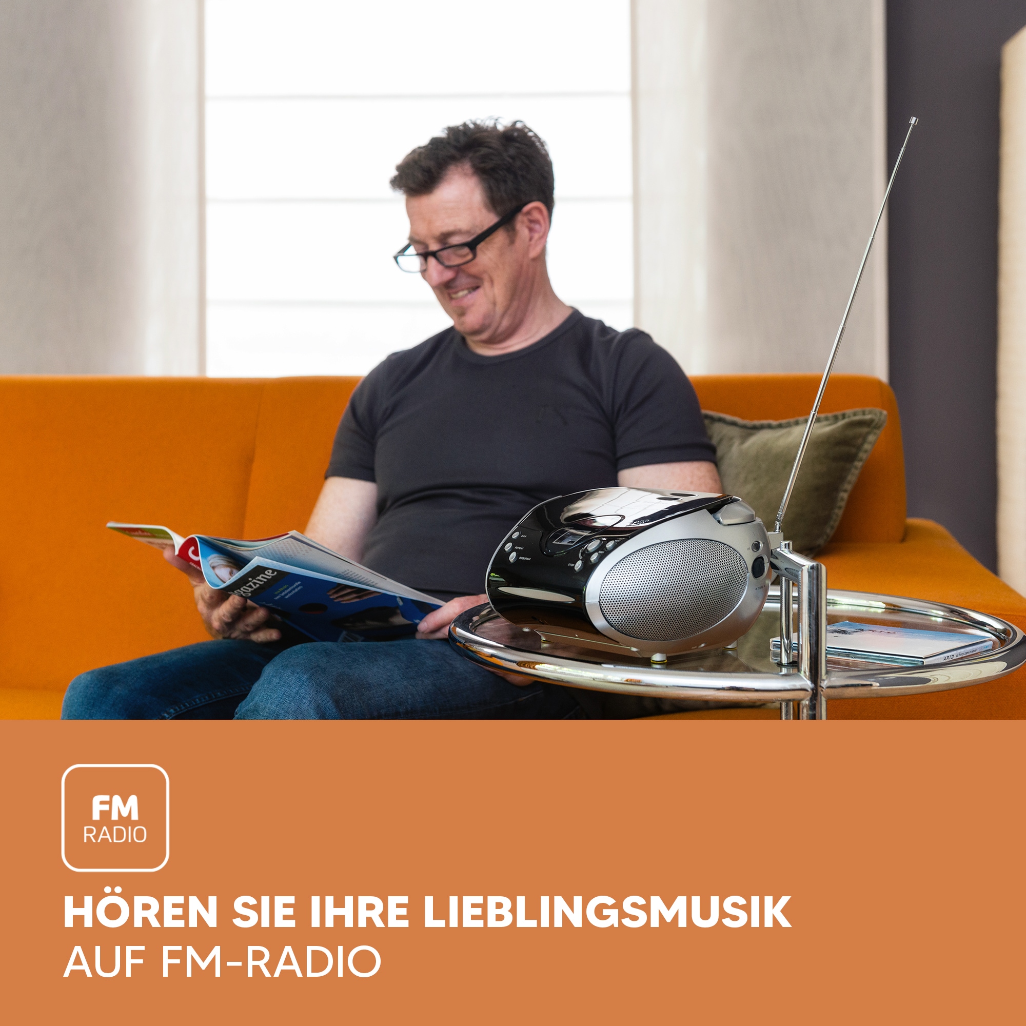 Lenco Boombox »SCD-24« ( FM-Tuner ) tragbar, CD‑Player, Teleskopantenne, programmierbarer Speicher