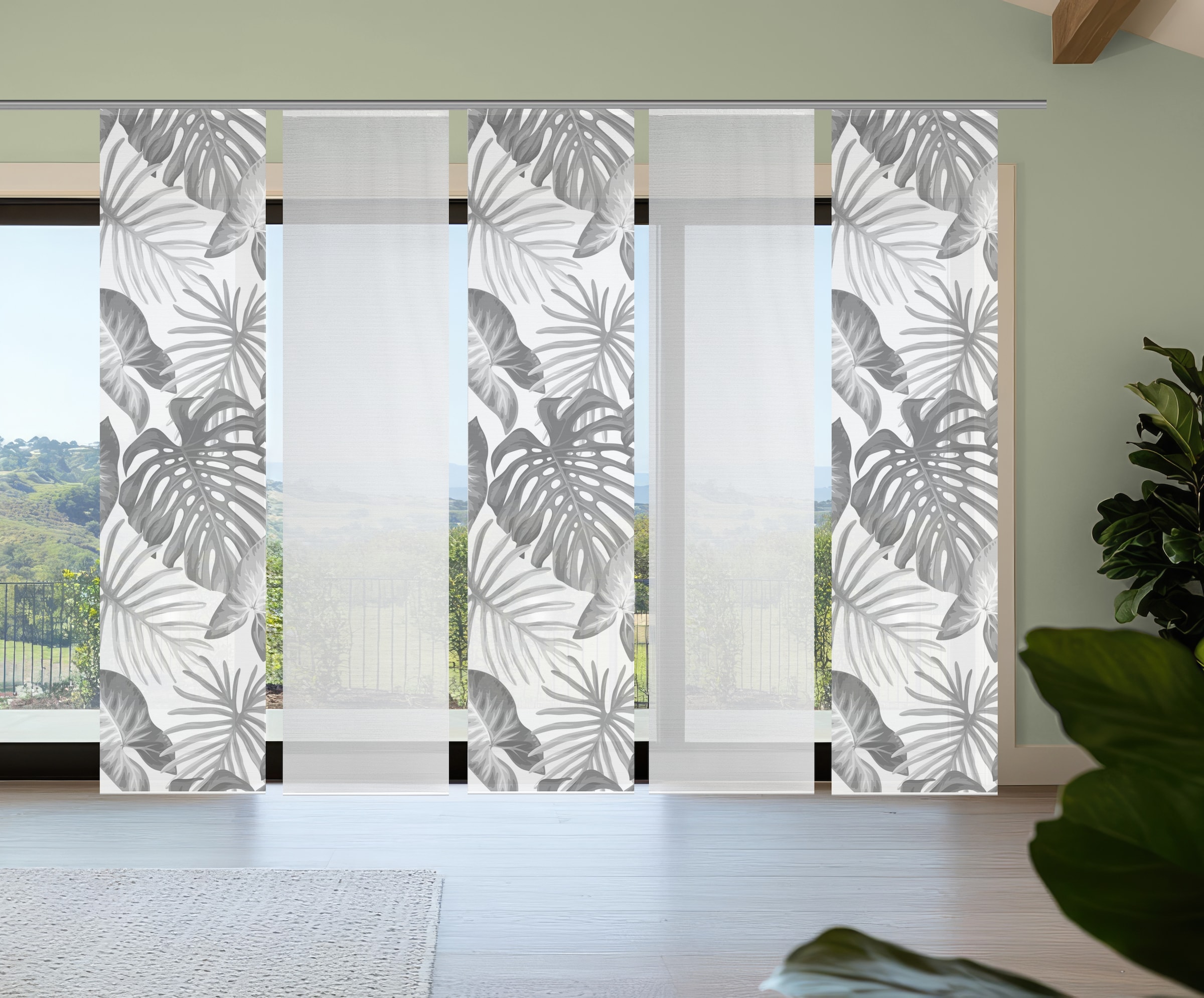 Vision S Schiebegardine »SANJA« Paneelwagen 5 Stk. tlg. Schiebevorhang,Bambusoptik,Digitaldruck,SET