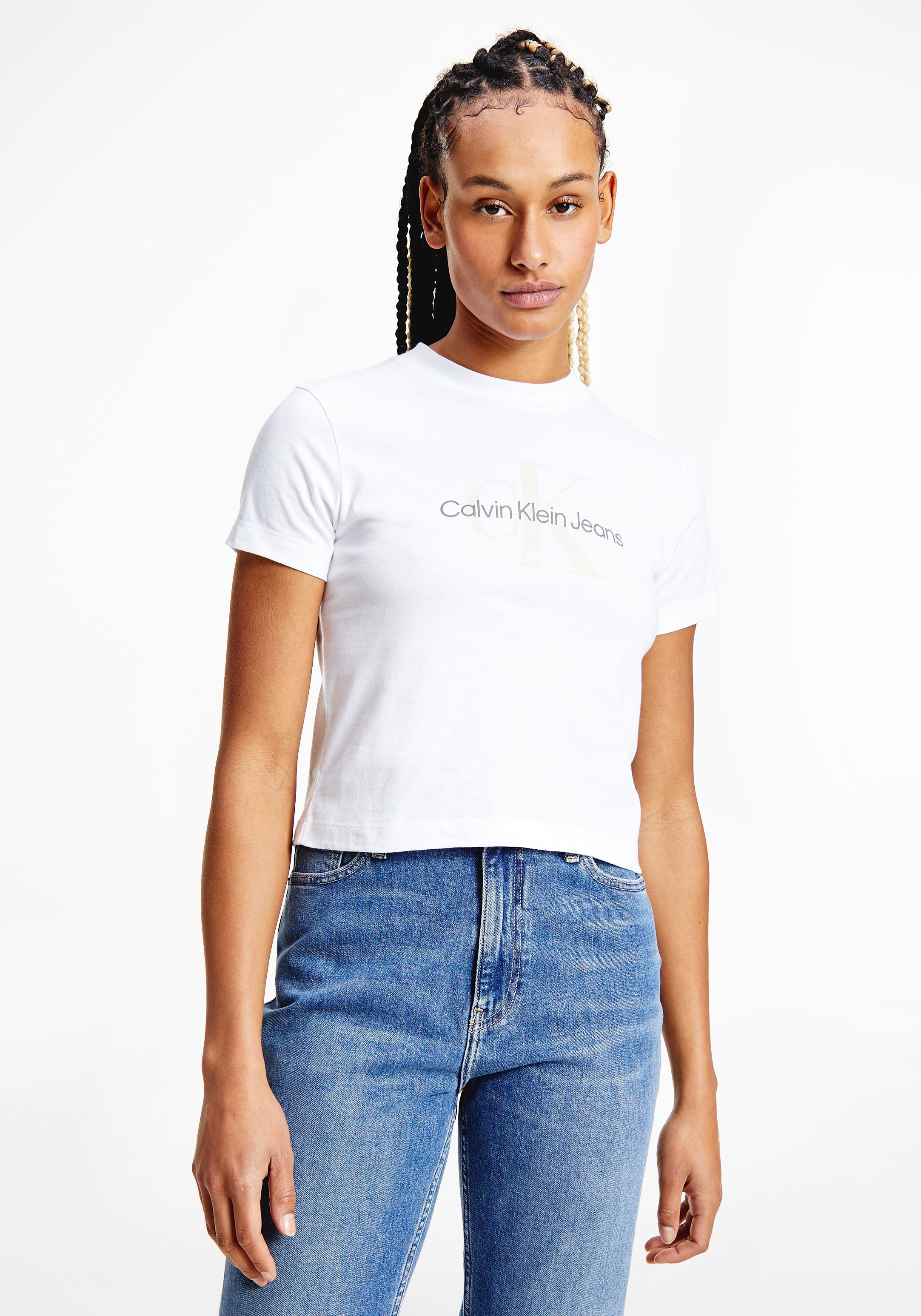 Calvin Klein Jeans Rundhalsshirt »SEASONAL MONOGRAM BABY TEE«, mit Calvin Klein Jeans Logoschriftzug