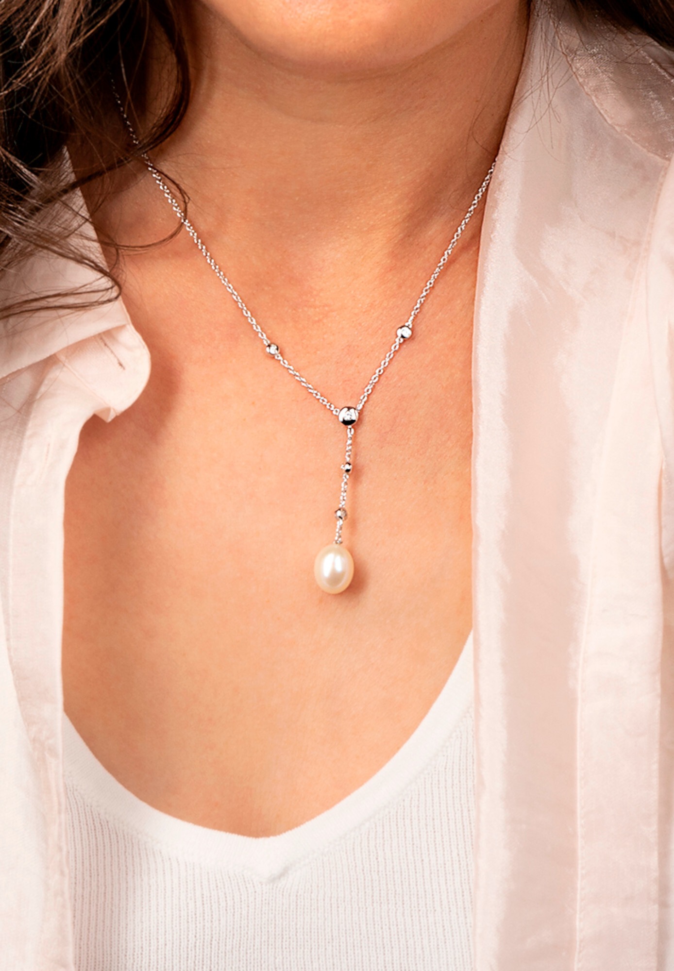 ONE ELEMENT Silberkette »Zirkonia Anker Halskette aus 925 Silber   45 cm«