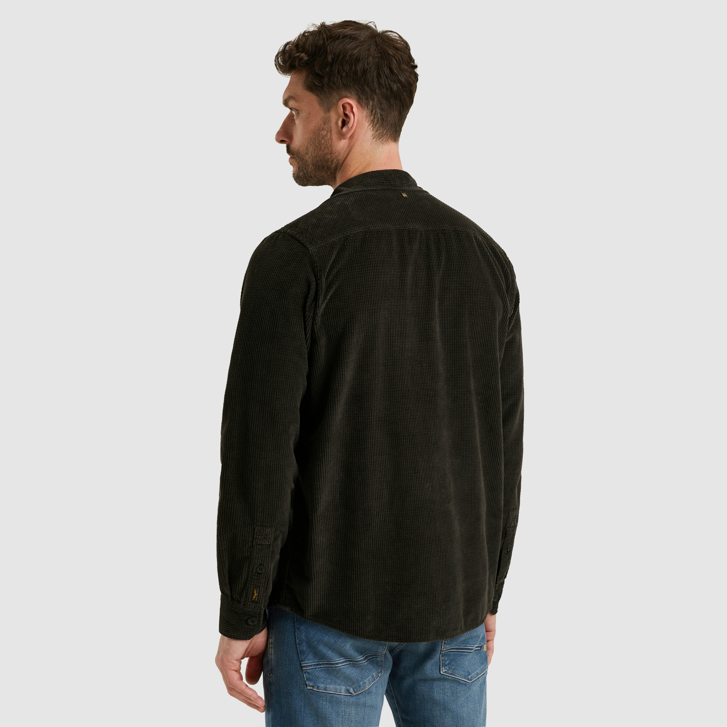 PME LEGEND Langarmhemd aus softem Cord, mit Knopfleiste