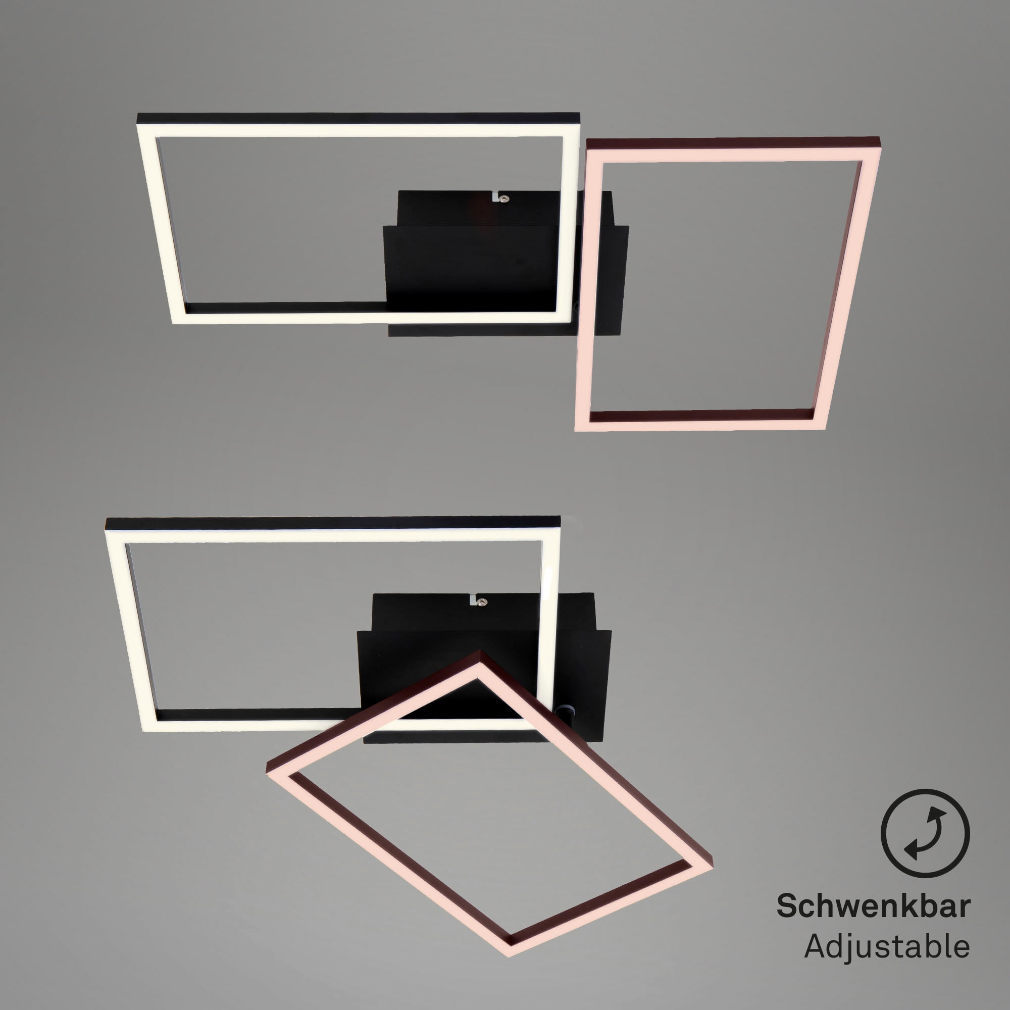Briloner Leuchten LED Deckenleuchte »3149015 FRAME« LED-Board Kaltweiß | Neutralweiß | Tageslichtweiß | Warmweiß Deckenlampe, 50x38,8x7,8cm, Schwarz, 30W, Wohnzimmer, Schlafzimmer
