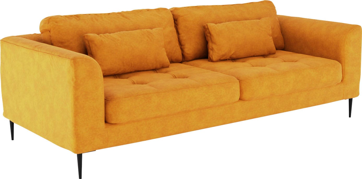 TRENDMANUFAKTUR 3-Sitzer »Luzi, gemütlich elegant, tolle Detailverarbeitung, Steppung im Sitz« wahlweise mit Schlaffunktion und Bettkasten, inklusive Nierenkissen