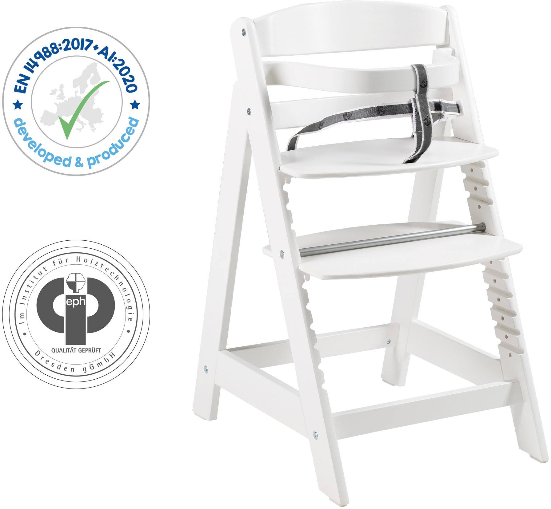 roba® Hochstuhl »Treppenhochstuhl Sit Up Click, weiß«, aus Holz