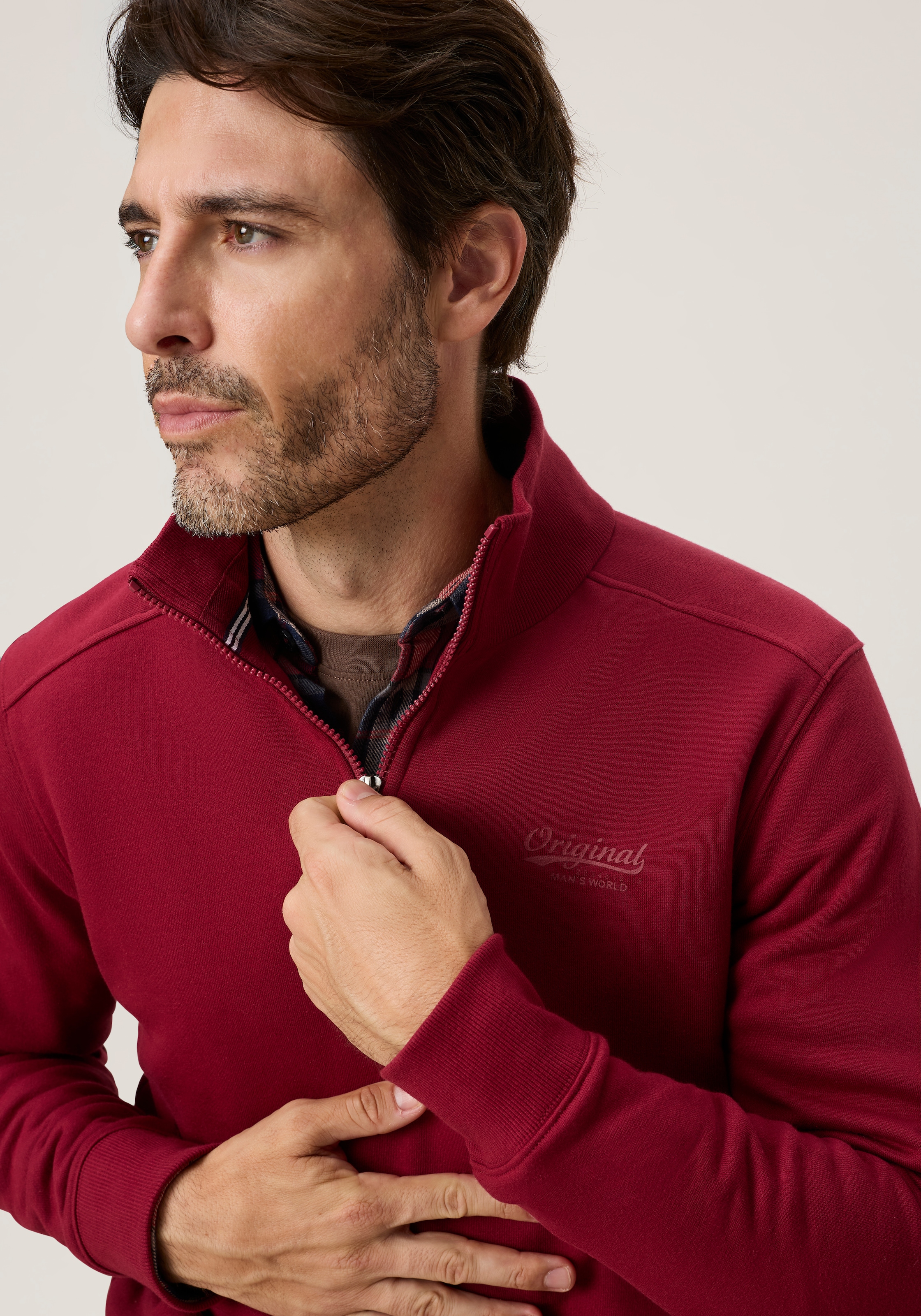 Man's World Sweatshirt , mit Troyerkragen, normale Passform, auch in großen Größen
