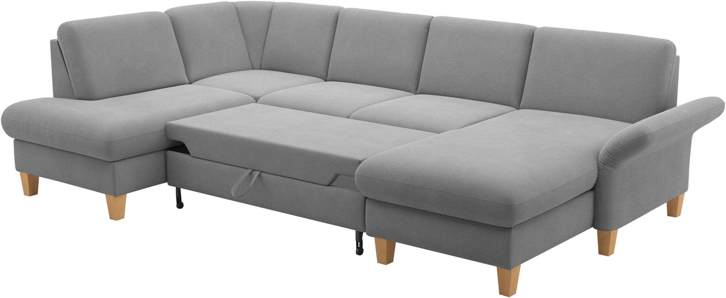 Home affaire Wohnlandschaft »Rochelle, U-Form«, optional mit Armteilverstellung, mit Bettfunktion & Bettkasten