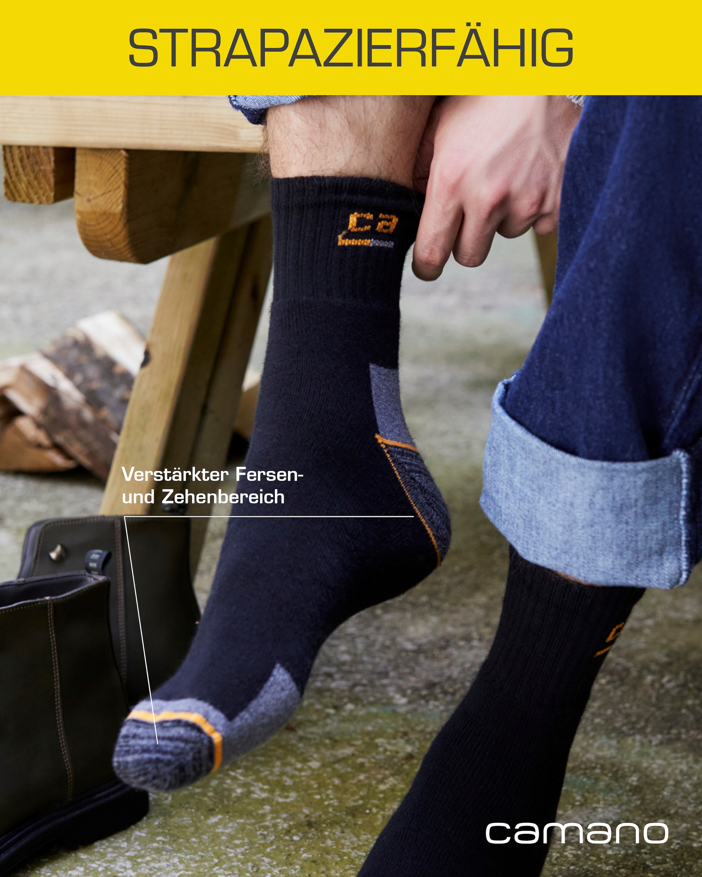 Camano Arbeitssocken »work« 9 Paar tlg. verstärkte Belastungszonen, atmungsaktiv, gepolstert