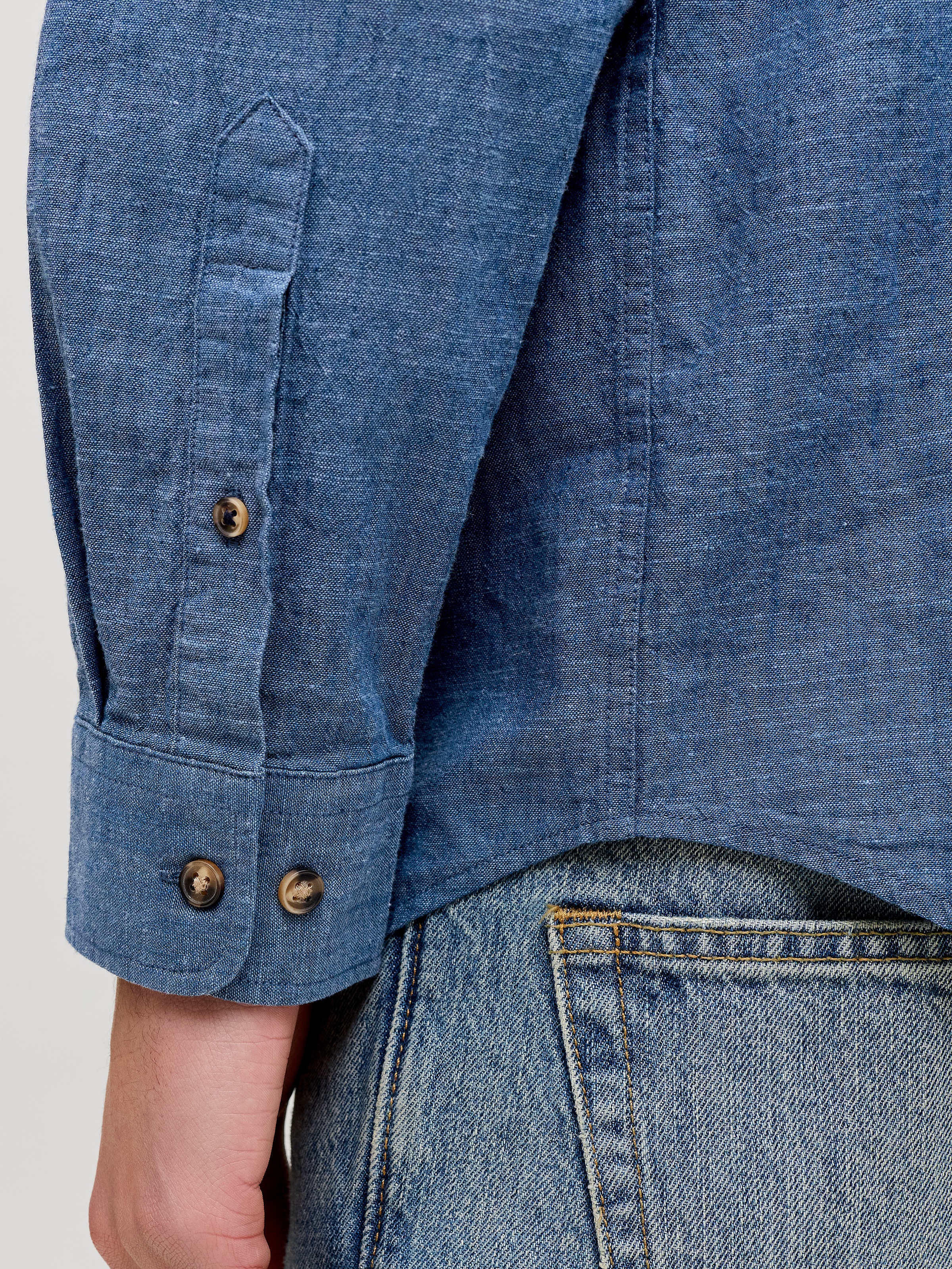 Jack & Jones Langarmhemd »JJESUMMER LINEN BLEND SHIRT L/S SN« Baumwollmischung, regular fit