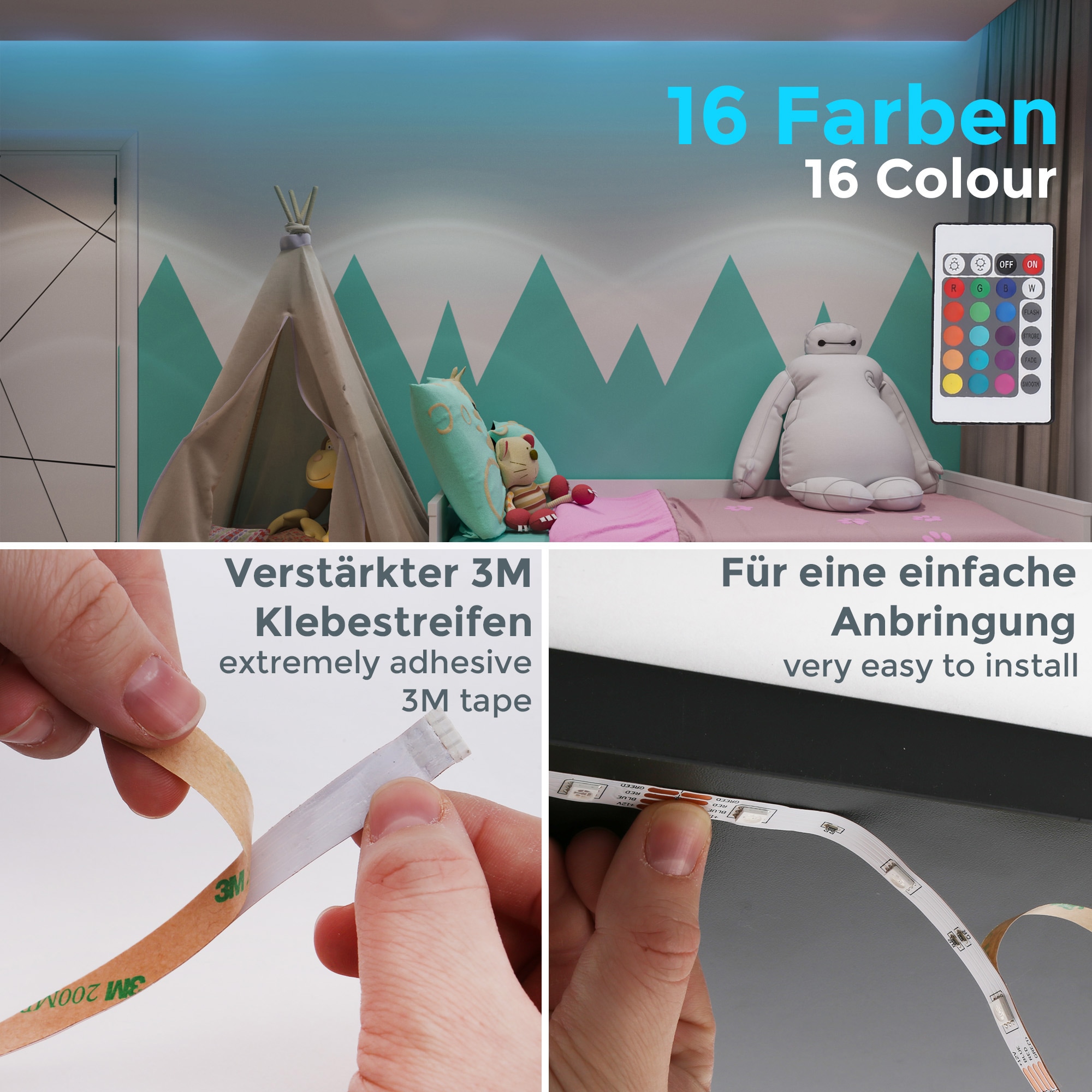 B.K.Licht LED-Streifen »Lucilla« LED Band, RGB, Fernbedienung, selbstklebend, Farbwechsel, kürzbar