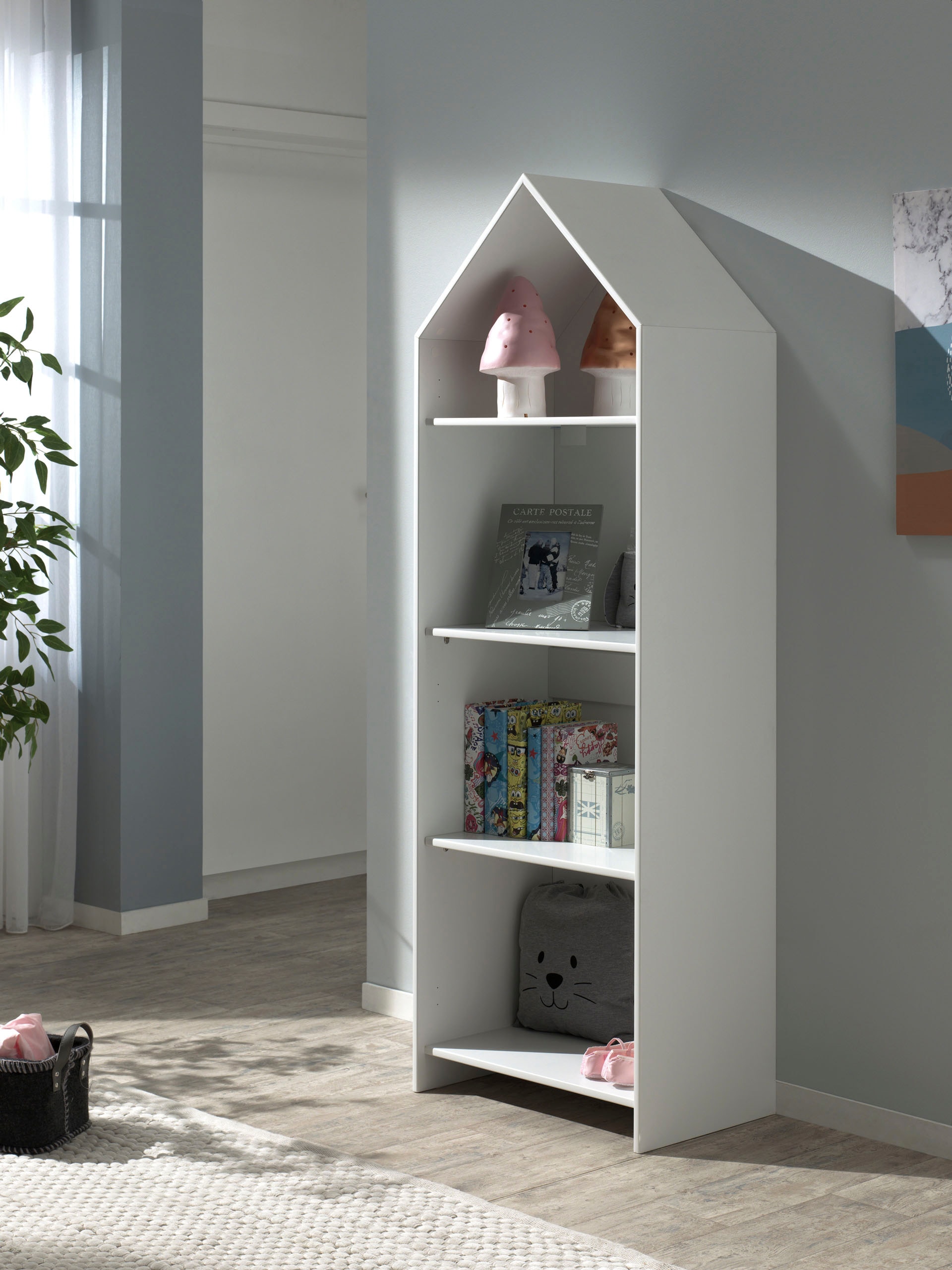 Vipack Kinderregal »Casami, Regalschrank mit 3 Böden und viel Stauraum«, (B/H/T ca. 57,6x171,3x37cm, universell einsetzbar, TOP modern), aus hochwertigem MDF, weiß lackiert