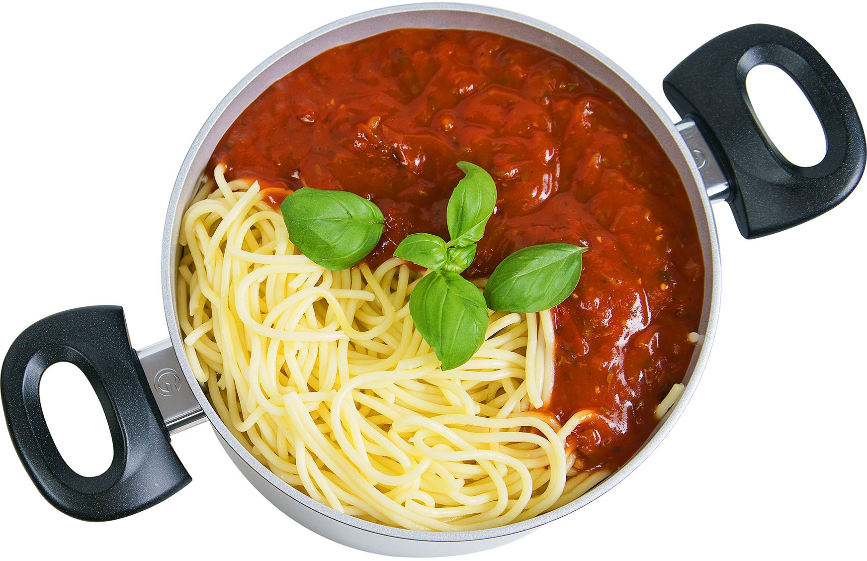 Genius Spaghettitopf »Cerafit Magic Pot«, (Set, 8 tlg., Pot, ⌀ 20 cm, Sieb, ⌀ 20 cm, Glasdeckel, ⌀ 20 cm, Schwämme 5tlg.), direkt entnehmbares Sieb, Induktion