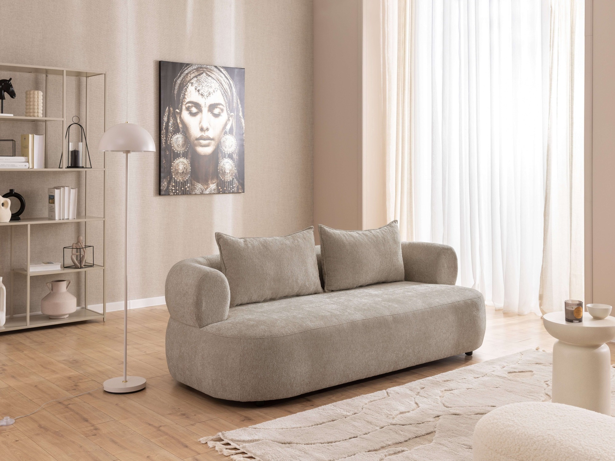 Home affaire 3-Sitzer »LUSSAC 3-Sitzer Design-Sofa mit Zierkissen, Maße B/T/H: 202/123/78 cm« hoher Sitzkomfort und modernes Design, Sofa ohne Bettfunktion