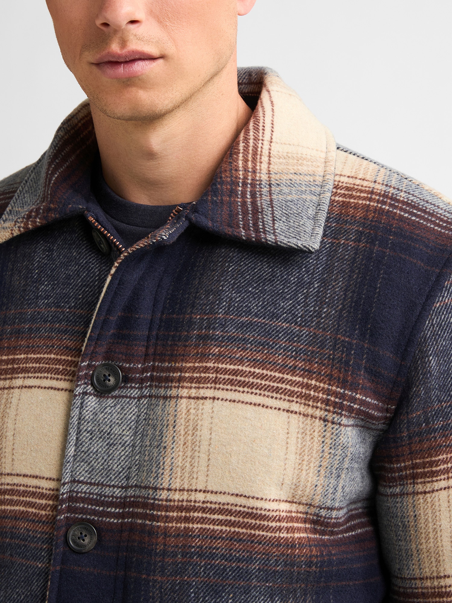 Petrol Industries Hemdjacke mit Karomuster, Knopfleiste und Reißverschluss