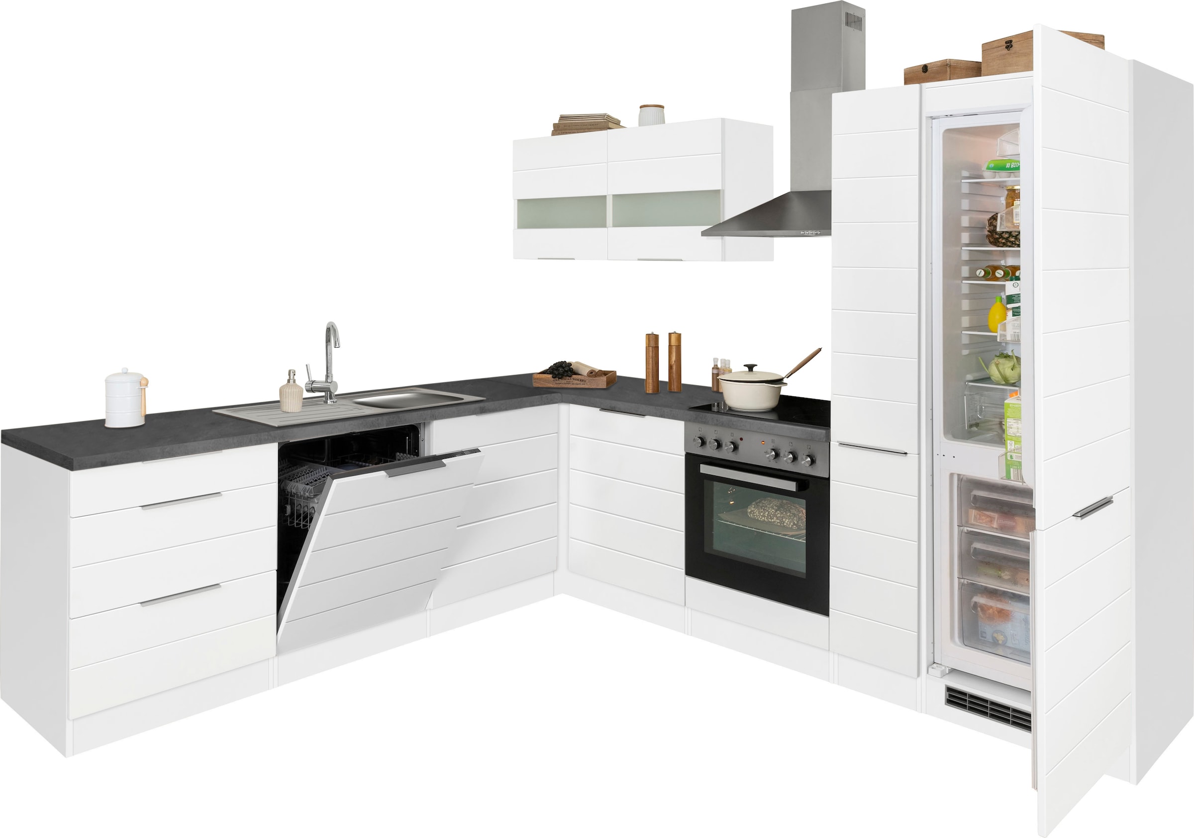 KOCHSTATION Winkelküche »KS-Luhe« Stellbreite 240x270 cm, wahlweise mit oder ohne E-Geräten, MDF-Fronten