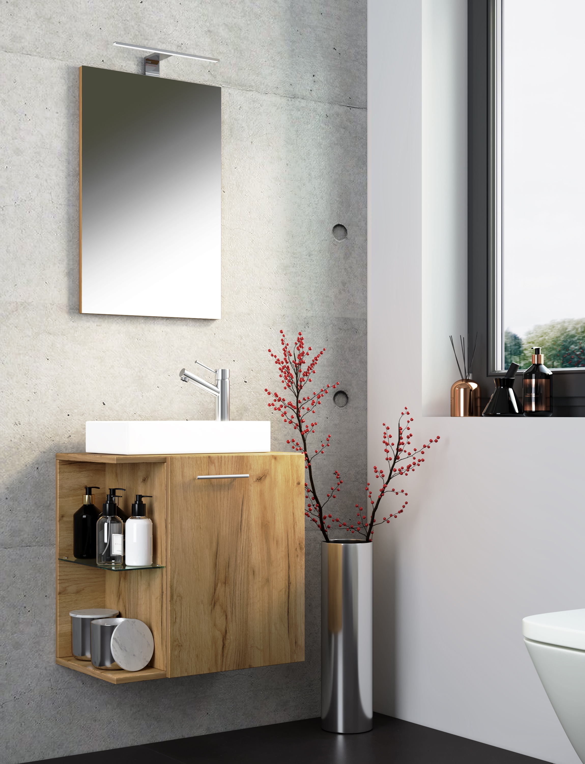 VCM Waschbeckenunterschrank »VCM 3-tlg Set | Waschplatz für Gäste WC | Gästebad | Waschtisch | Badezimmer Set - Hausa SP«, (3 St.)