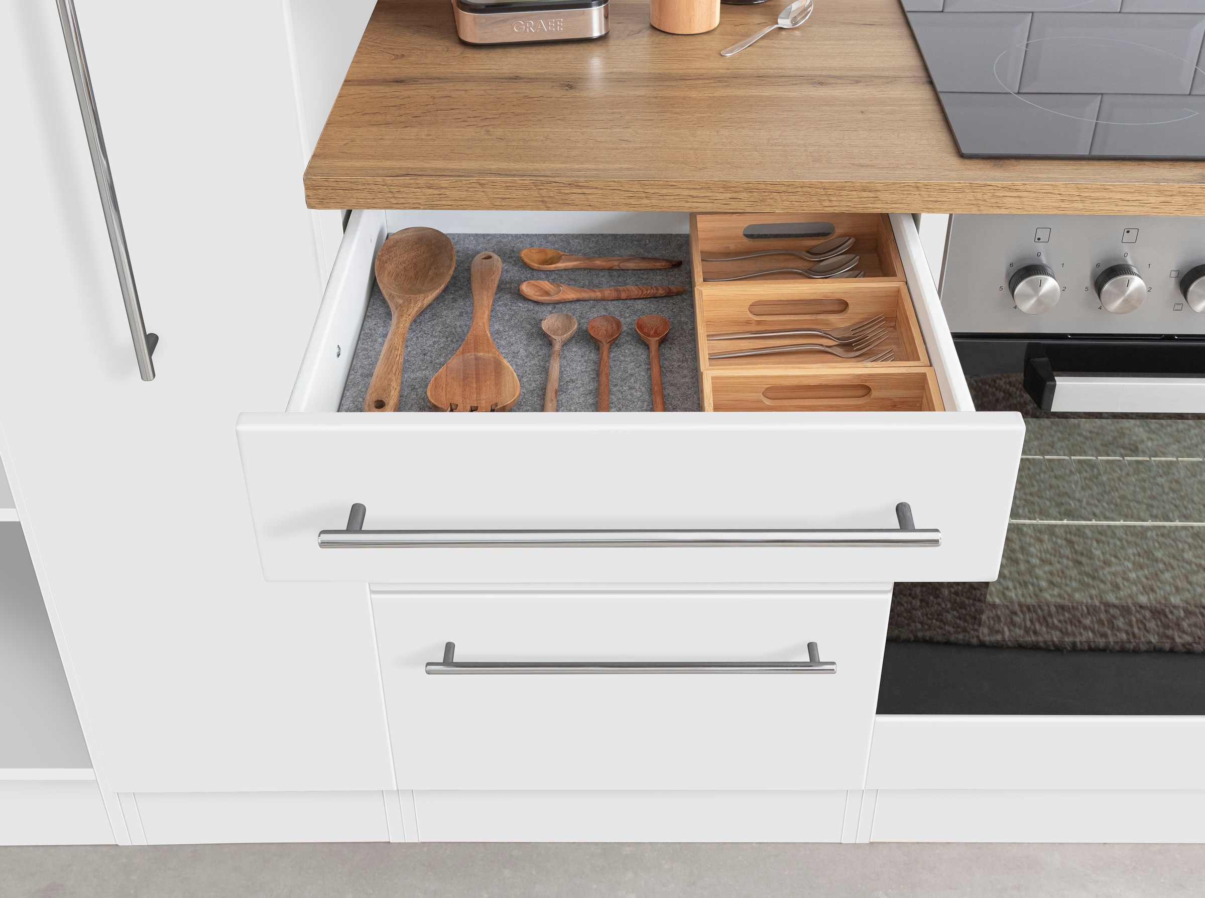 KOCHSTATION Küchenzeile »KS-Samos« Breite 330 cm, wahlweise mit E-Geräten, mit Arbeitsplatte