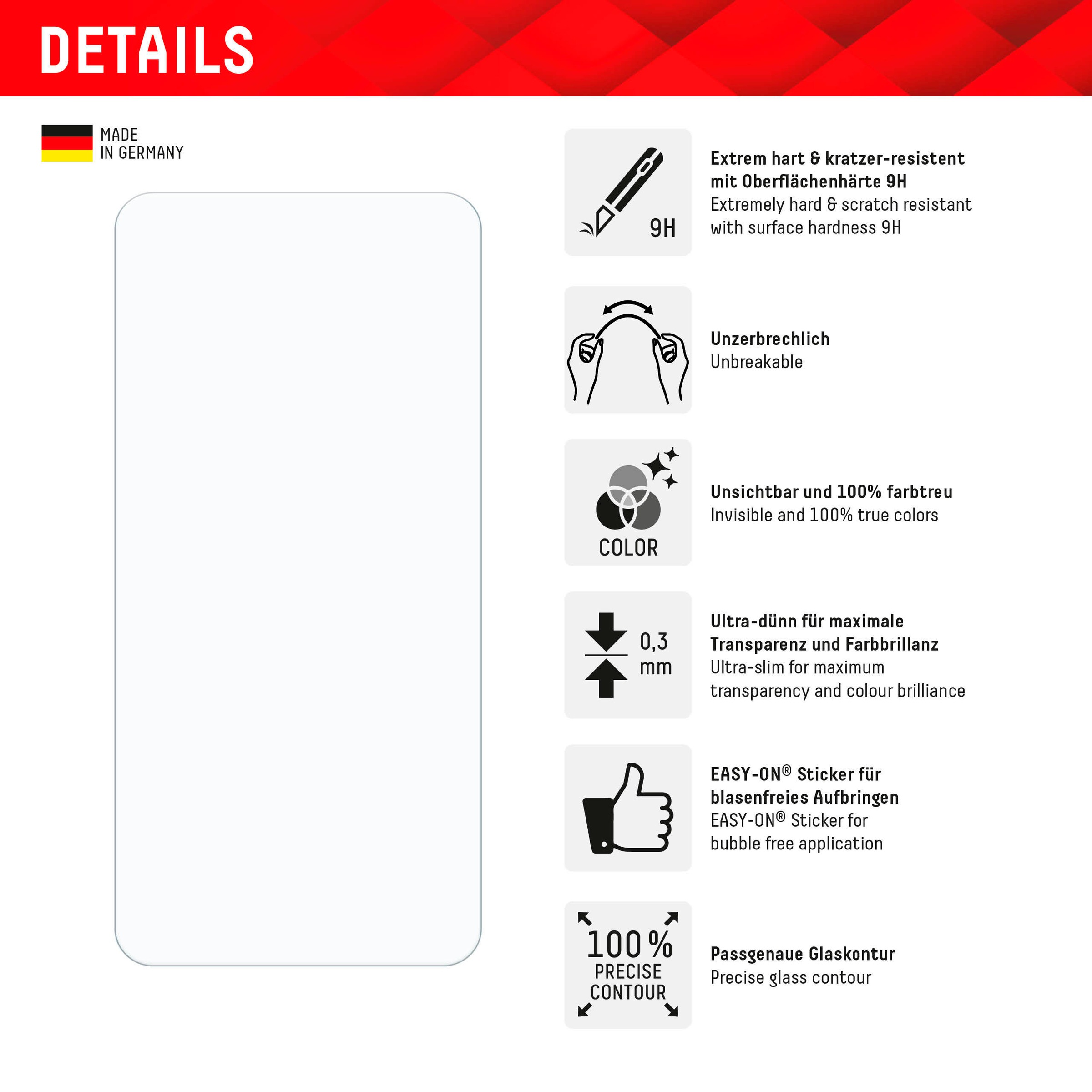 Displex Displayschutzglas »Smart Glass«, für Samsung Galaxy S24+-Samsung Galaxy S25+, Displayschutzfolie Displayschutz kratzer-resistent 9H unzerbrechlich
