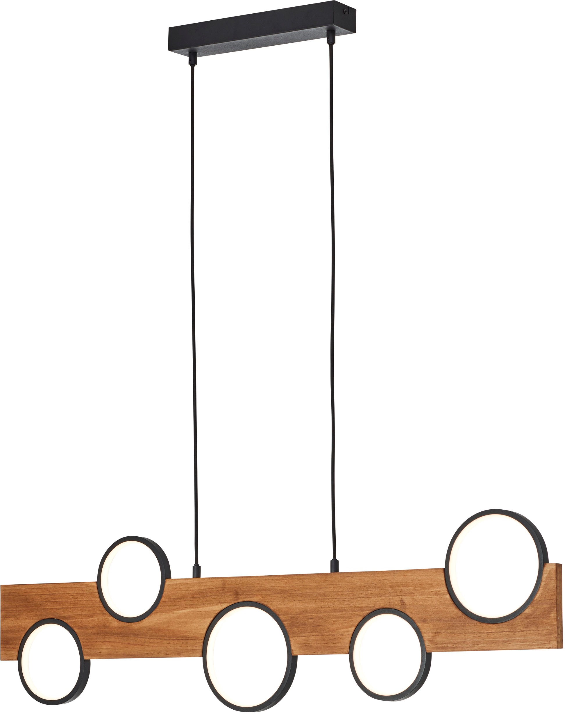 Brilliant LED Pendelleuchte »Cheesy«, 150 x 100cm, 4100lm, 3000K, Holz/Metall, natur/schwarz
