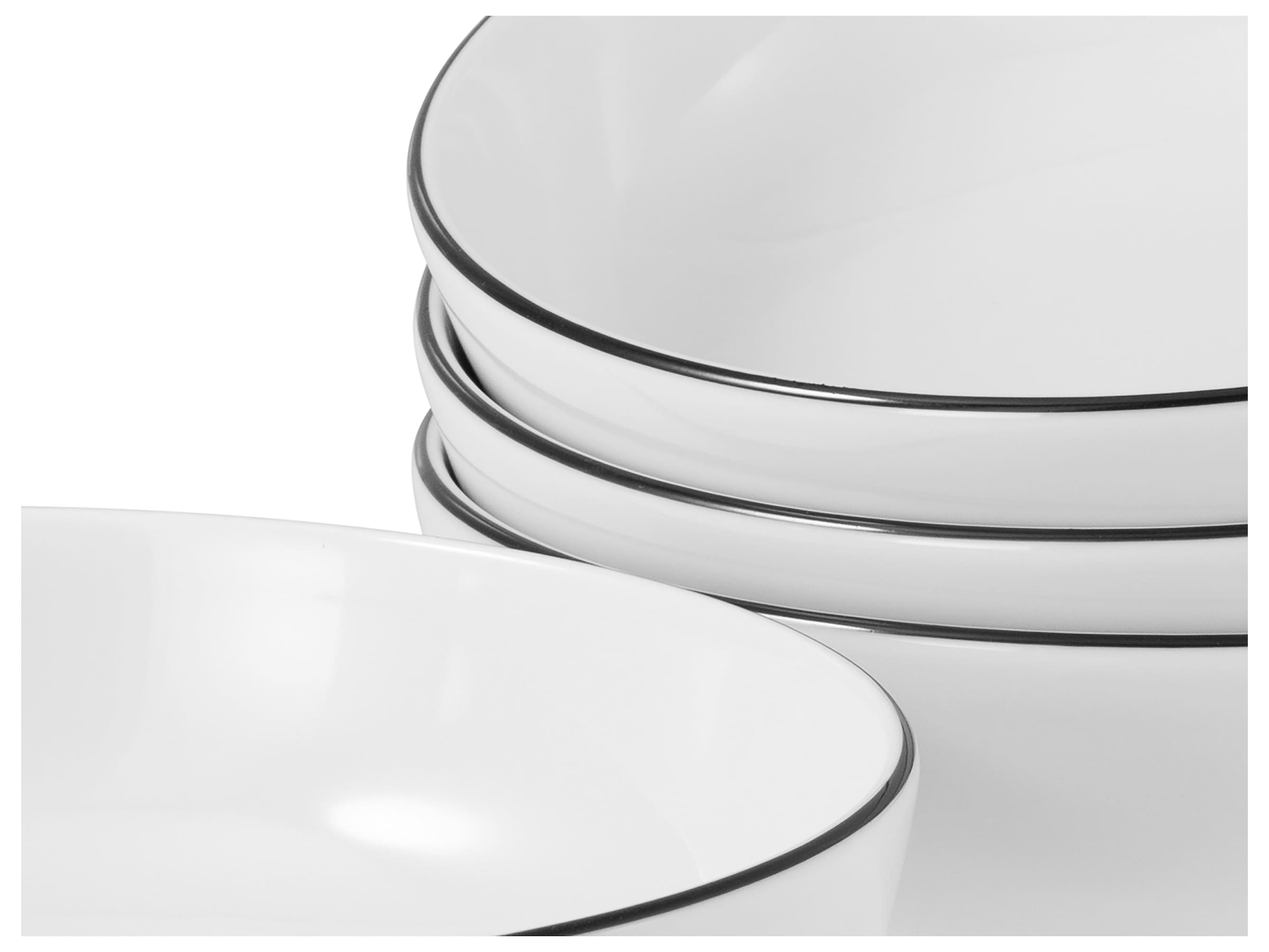 CreaTable Schale »Allround Black Line, Buddha Bowl 16 cm 4-tlg« 4 Stk. aus Porzellan Daily Use, Zeitlos