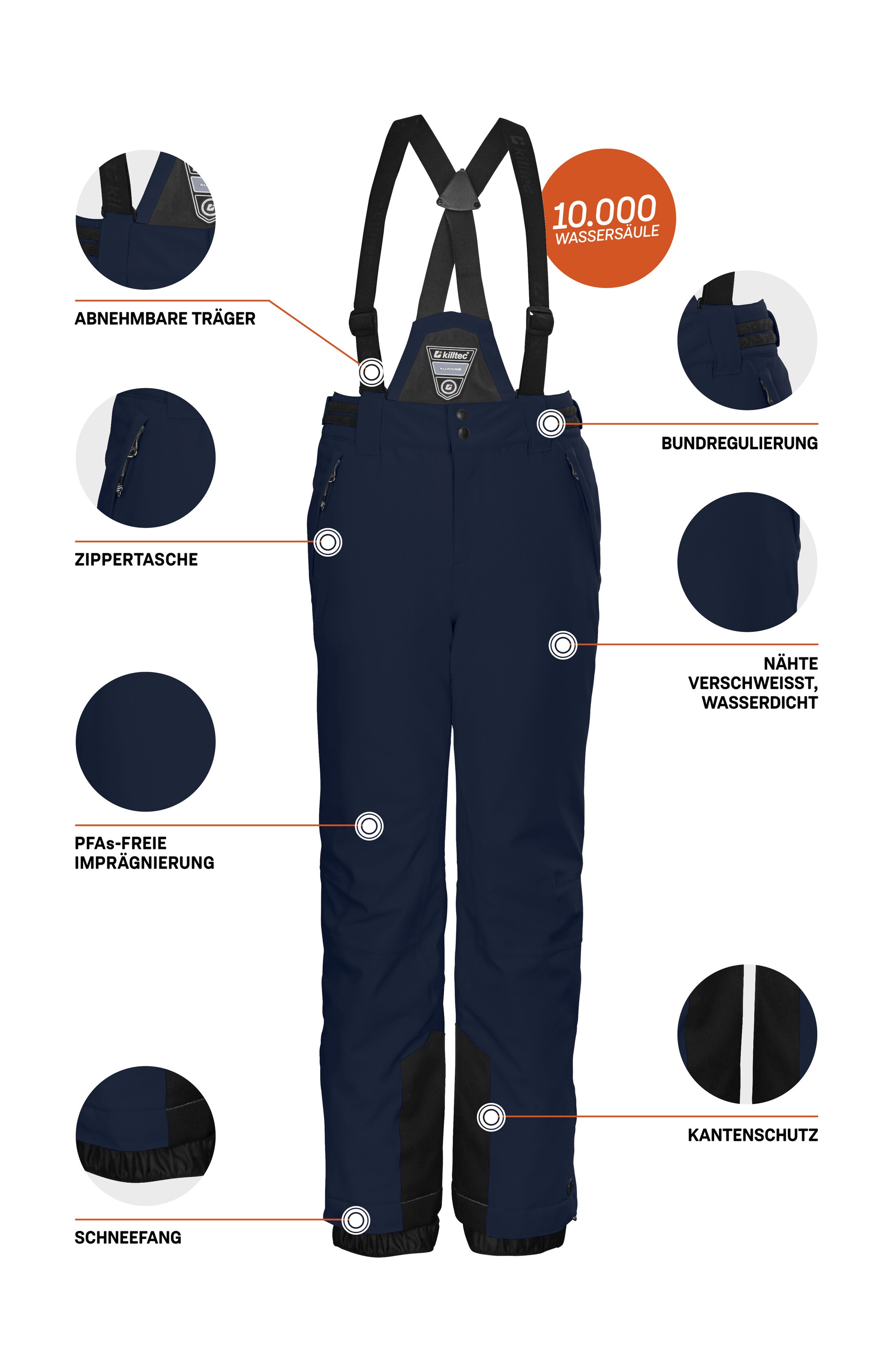 Killtec Skihose »KSW 77 GRLS SKI PNTS«, wasserdicht, atmungsaktiv, abnehmbarer Latz, verst. Seitenriegel