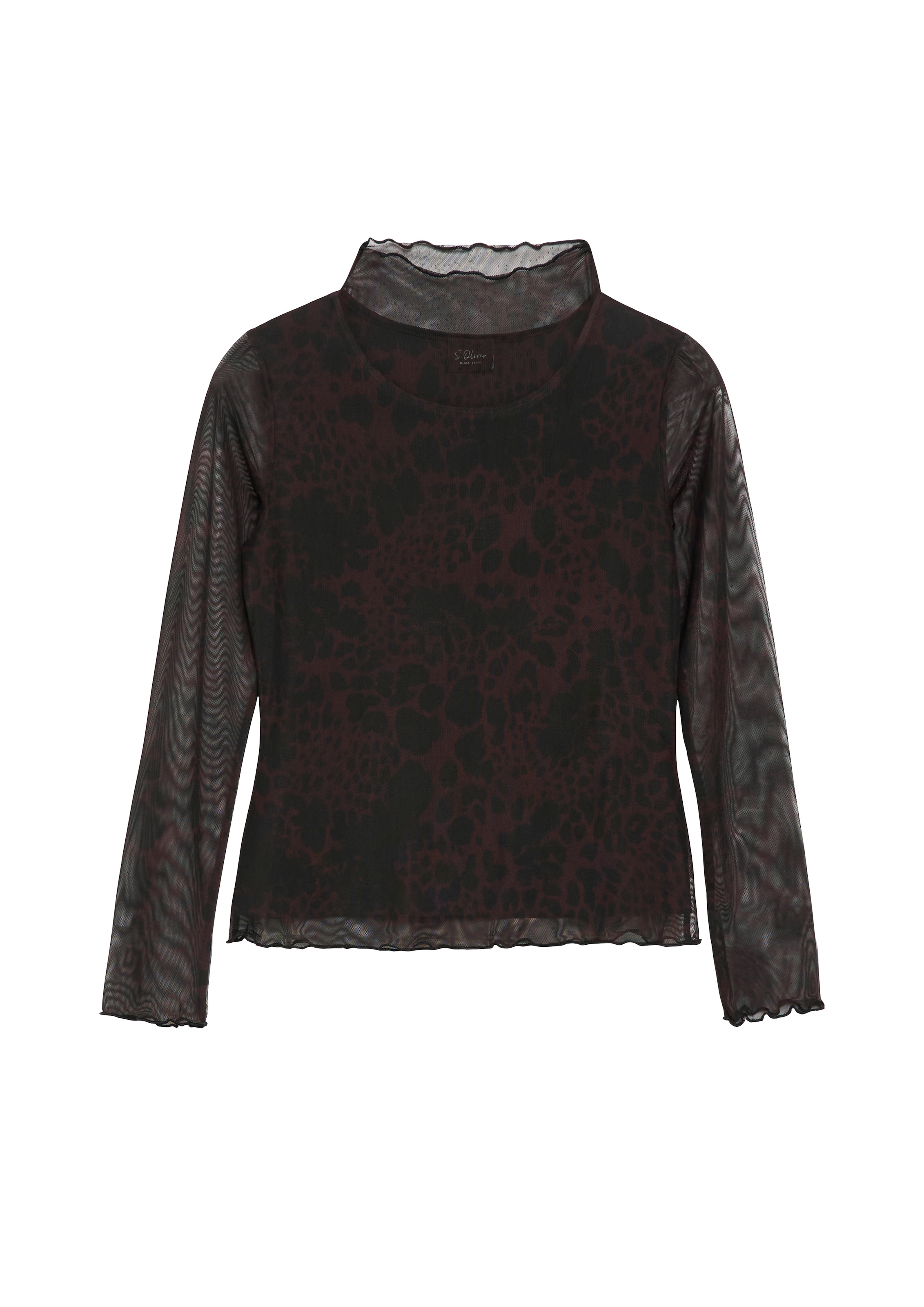 s.Oliver BLACK LABEL Langarmshirt Mesh-Shirt mit Animal-Print und transparenten Ärmeln