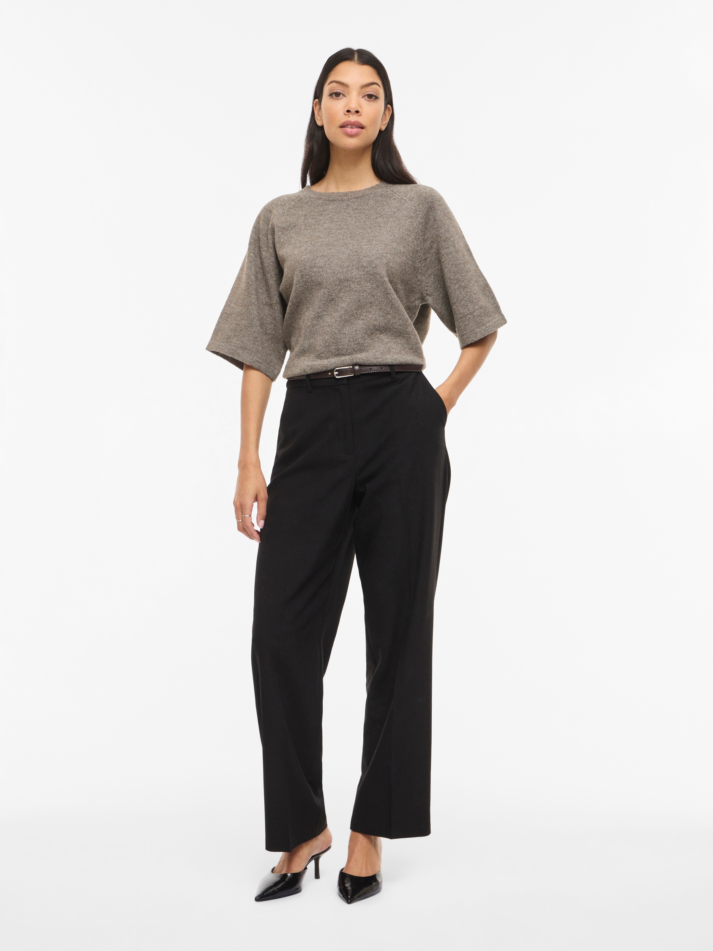Vila Strickpullover »VILIGA 2/4 O-NECK KNIT TOP - NOOS« Materialmix, relaxed fit