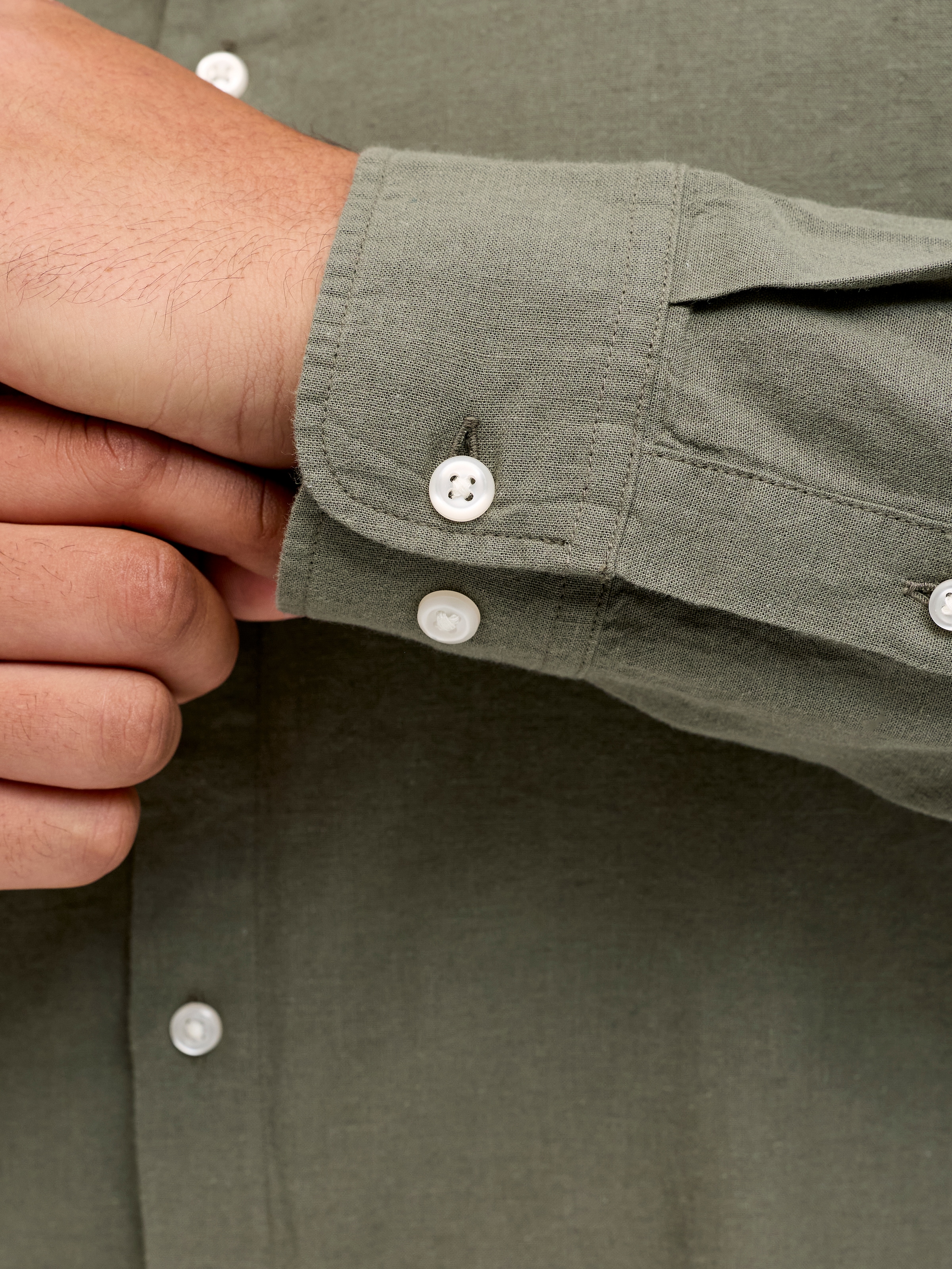 Jack & Jones PlusSize Langarmhemd »JJEBREEZE LINEN BLEND BAND SHIRT L PLS« mit Stehkragen