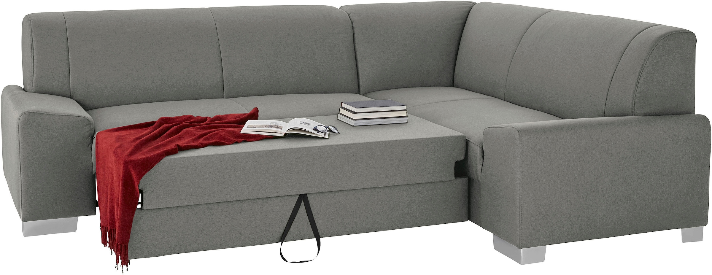 DOMO collection Ecksofa »Anzio in kubischer Formensprache, flache Armlehnen, L-Form«, Wahlweise mit Bettfunktion und Federkern für hohen Sitzkomfort