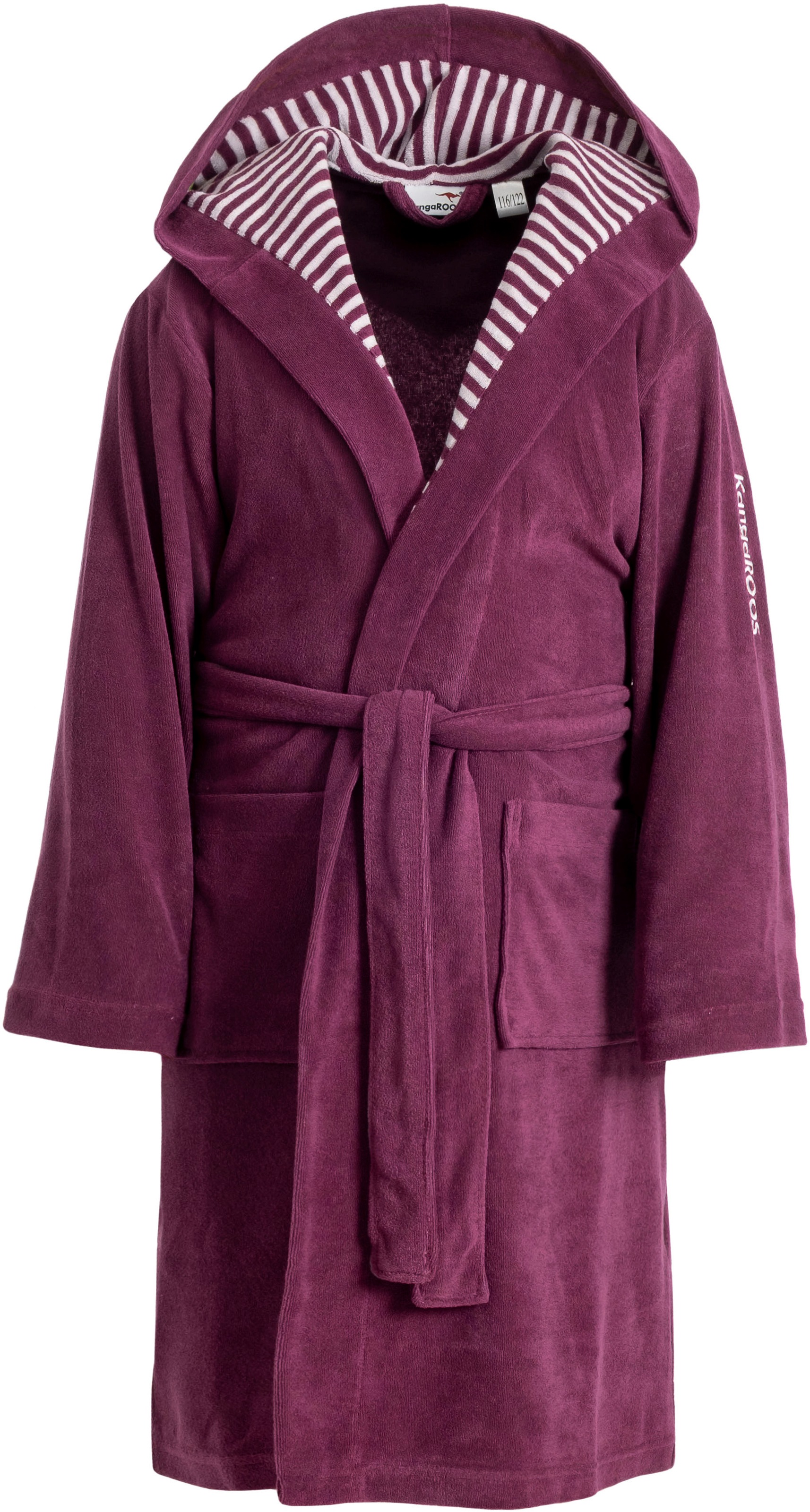 KangaROOS Kinderbademantel »Dalia, Ideal für Zuhause, Schwimmbad oder im Urlaub« 1 Stk. Uni-Farben mit Streifen