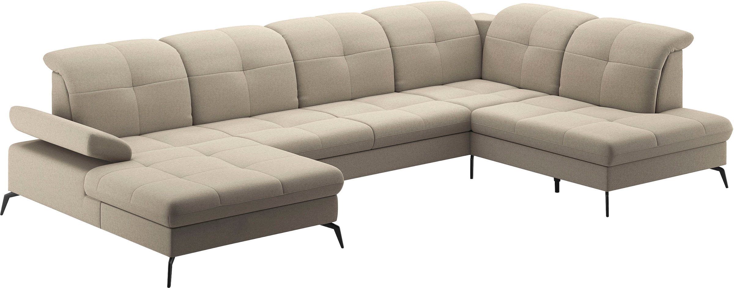 sit&more Wohnlandschaft »Amica, U-Form, inkl. Sitztiefenverstellung und Armteilverstellung«, wahlweise mit Kopfteilverstellung, Bettfunktion und Bettkasten