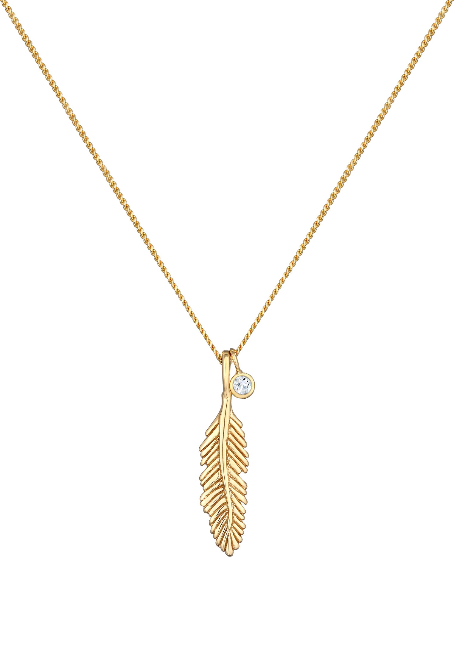 Elli Premium Silberkette »Halskette Feder Boho Topas Panzerkette 375 Gelbgold«