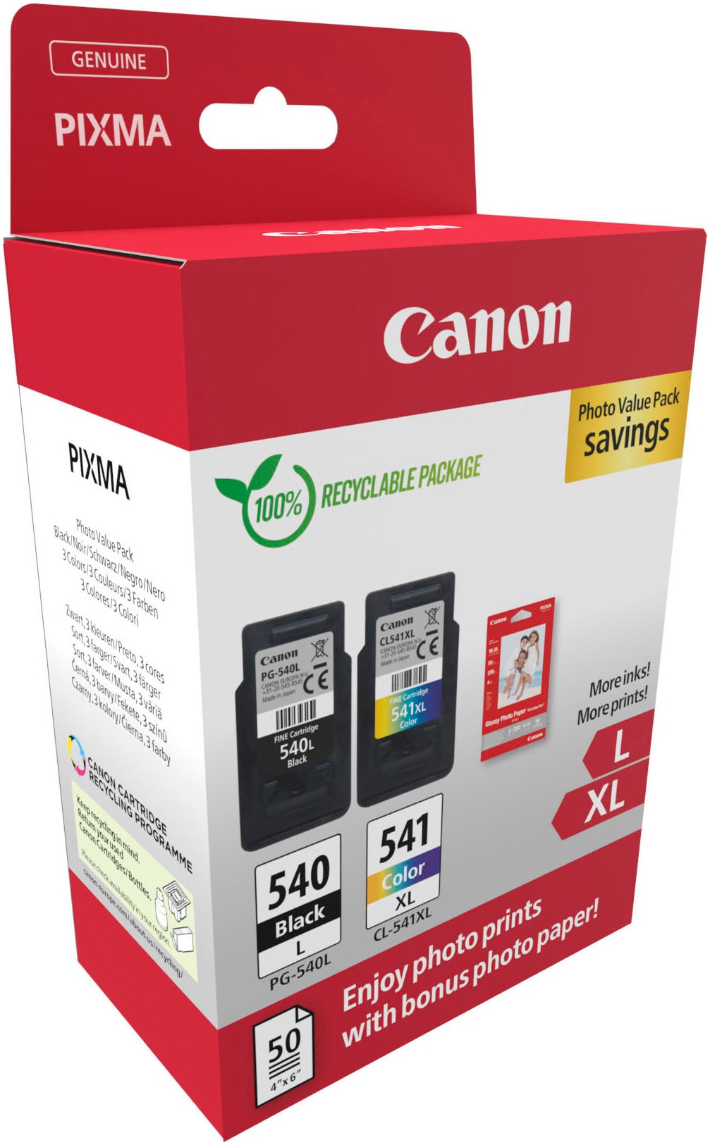 Canon Tintenpatrone »PG-540L+CL-541XL Photo Value Pack«, (Packung)