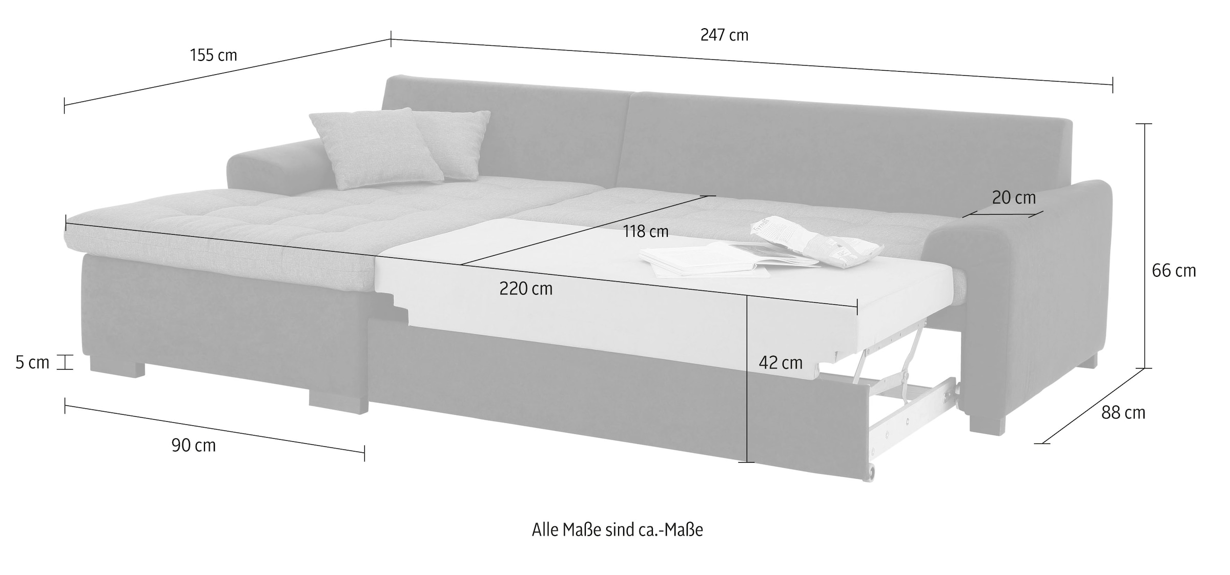 Home affaire Ecksofa »Föhr L-Form«, wahlweise mit Bettfunktion