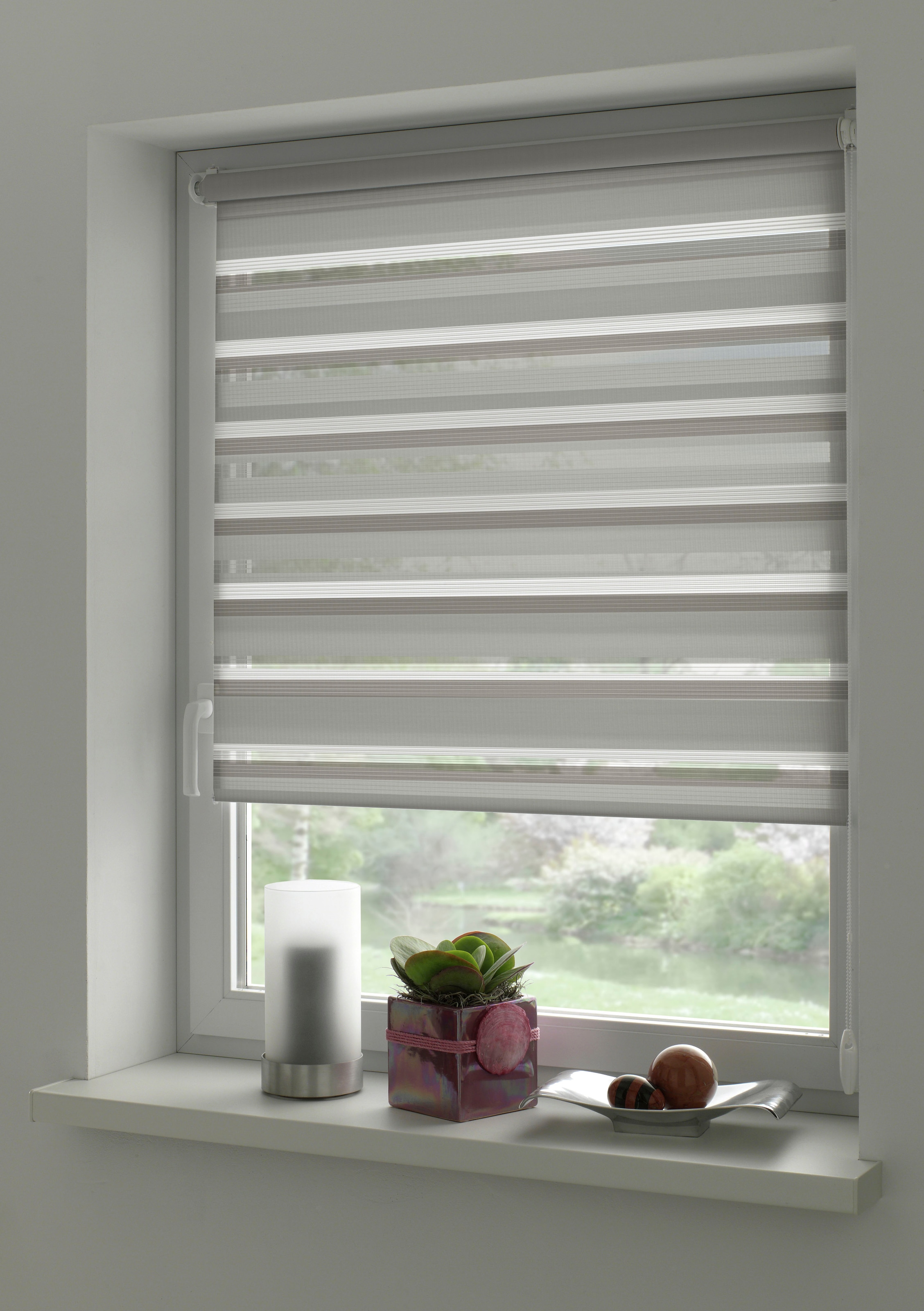 GARDINIA Doppelrollo »Easyfix« halbtransparent Sichtschutz mit Bohren/ohne Bohren freihängend segmentweise gewebter Stoff
